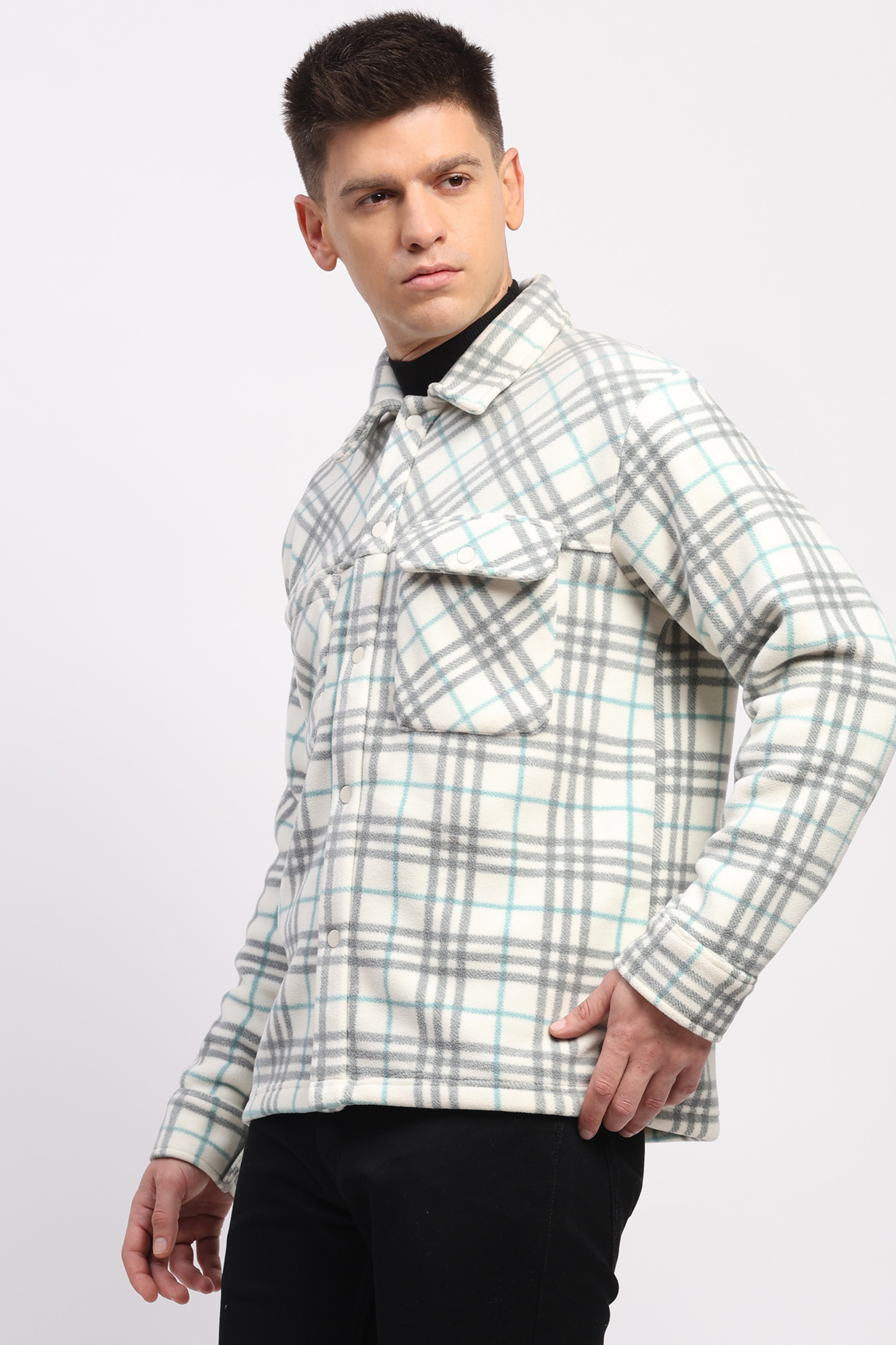 Grey Check Winter Shacket
