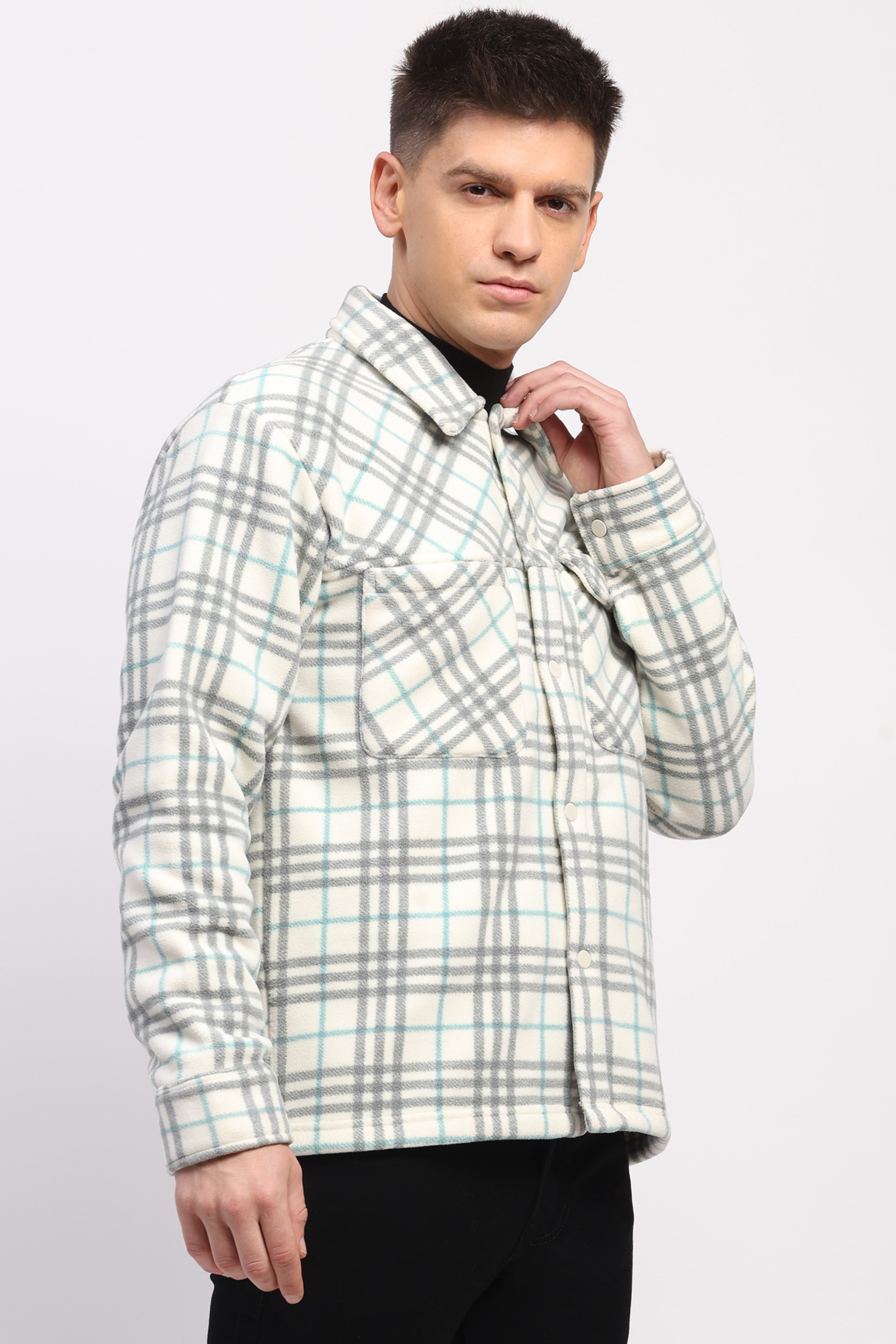 Grey Check Winter Shacket