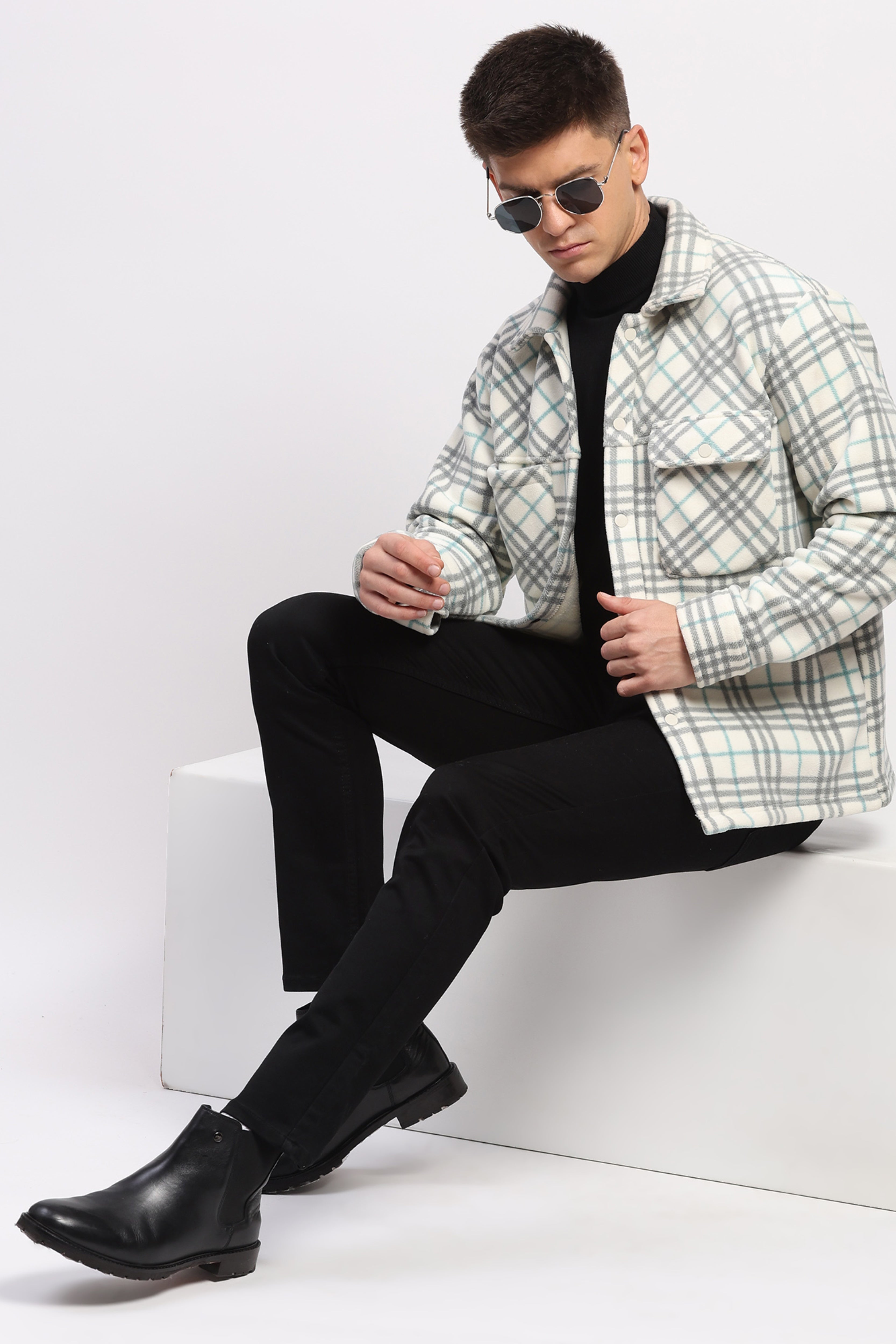 Grey Check Winter Shacket