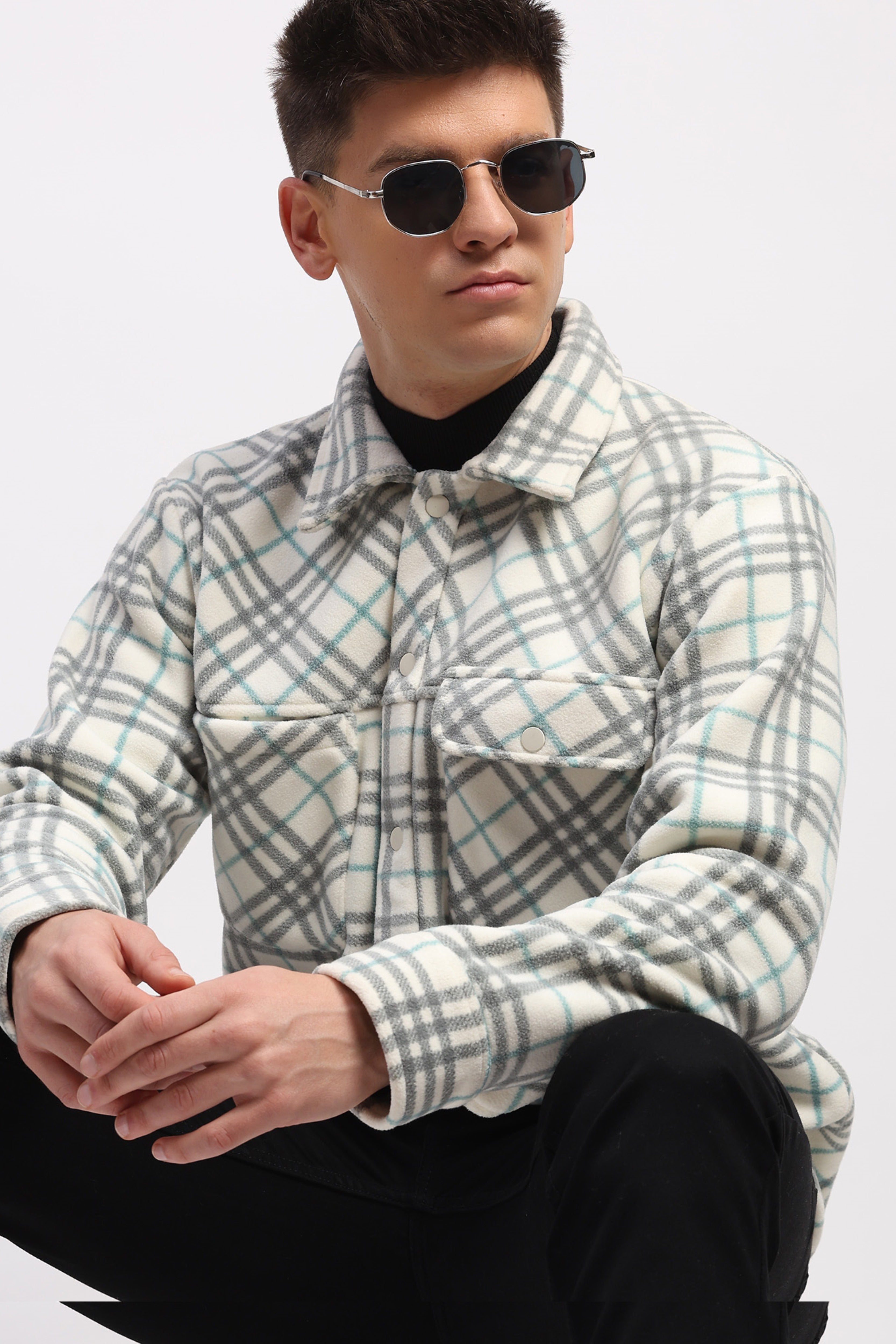 Grey Check Winter Shacket