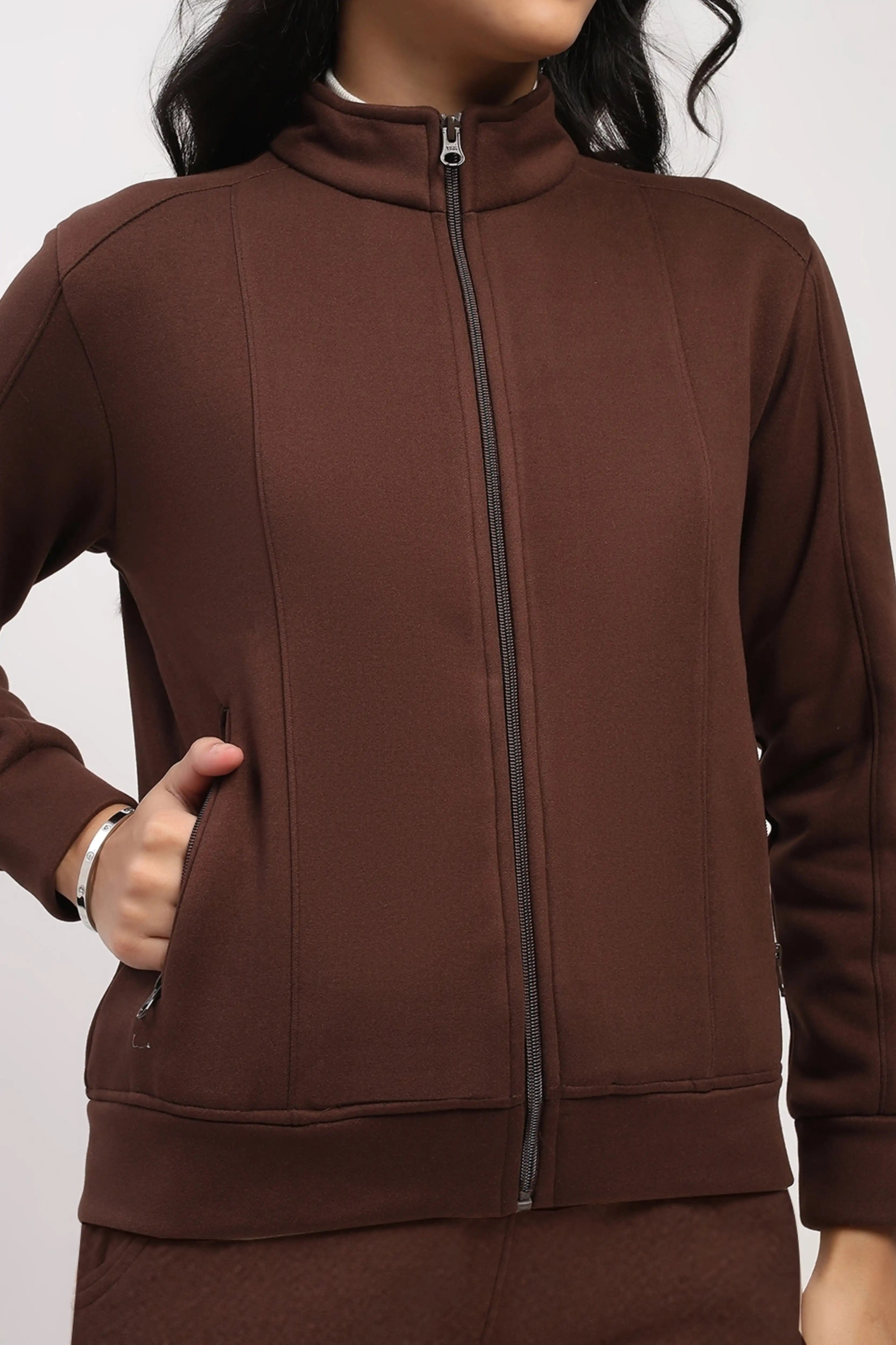 Coffee Brown Velvet-Lined Sweatshirt - Global Republic