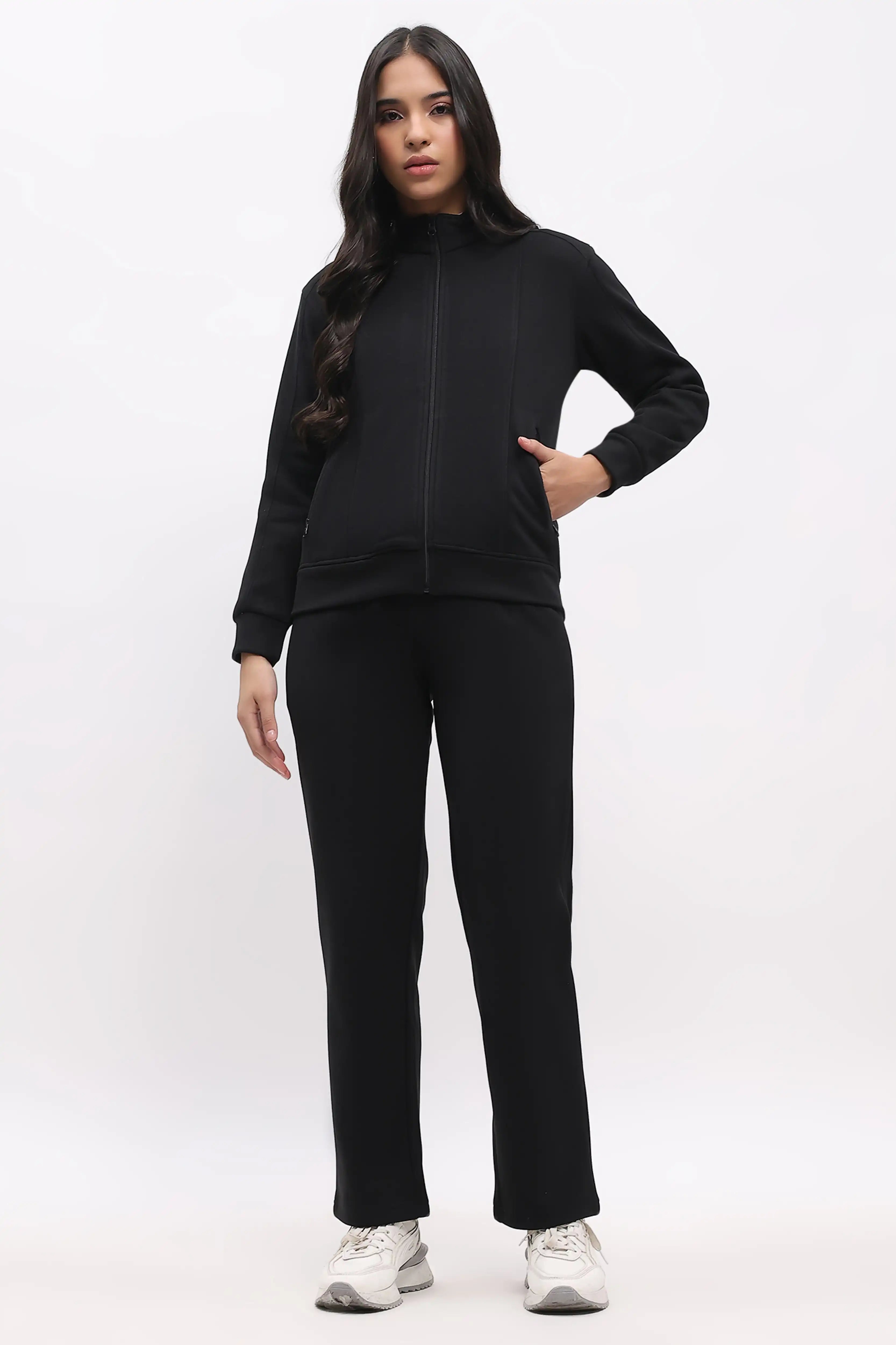 Black Velvet-Lined Winter Co-ord Set - Global Republic