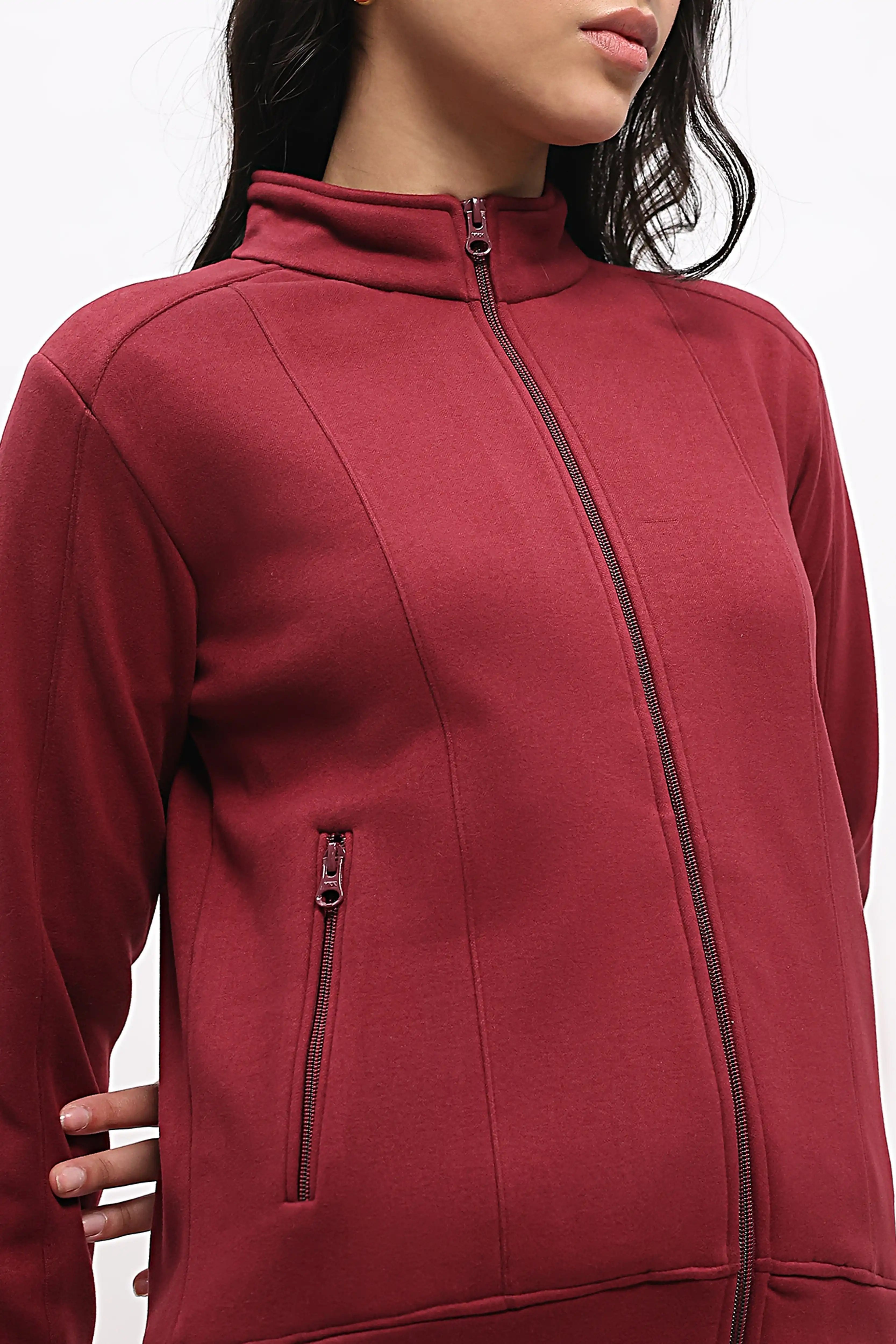 Maroon Velvet-Lined Sweatshirt - Global Republic