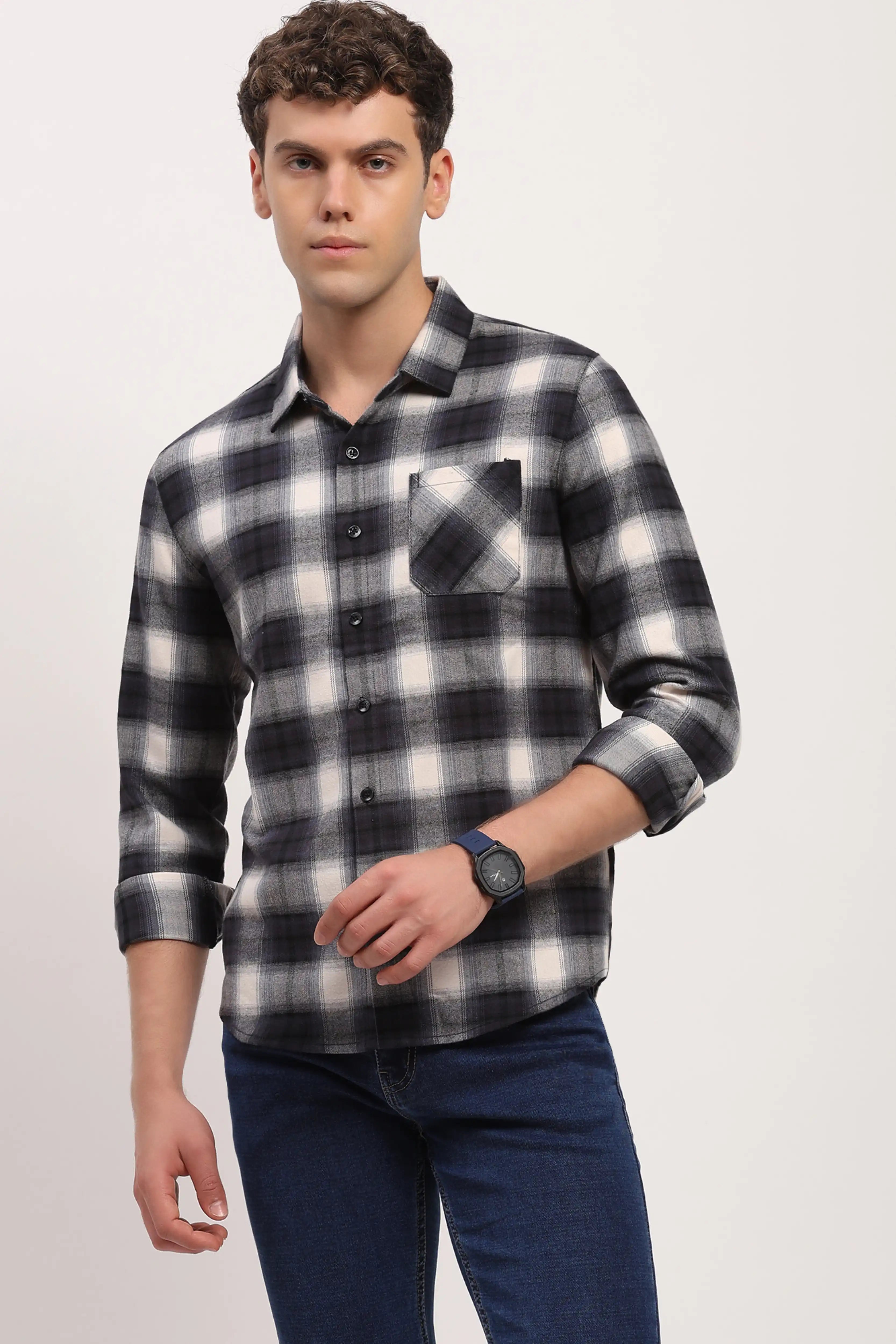 Winter Navy Check Shirt