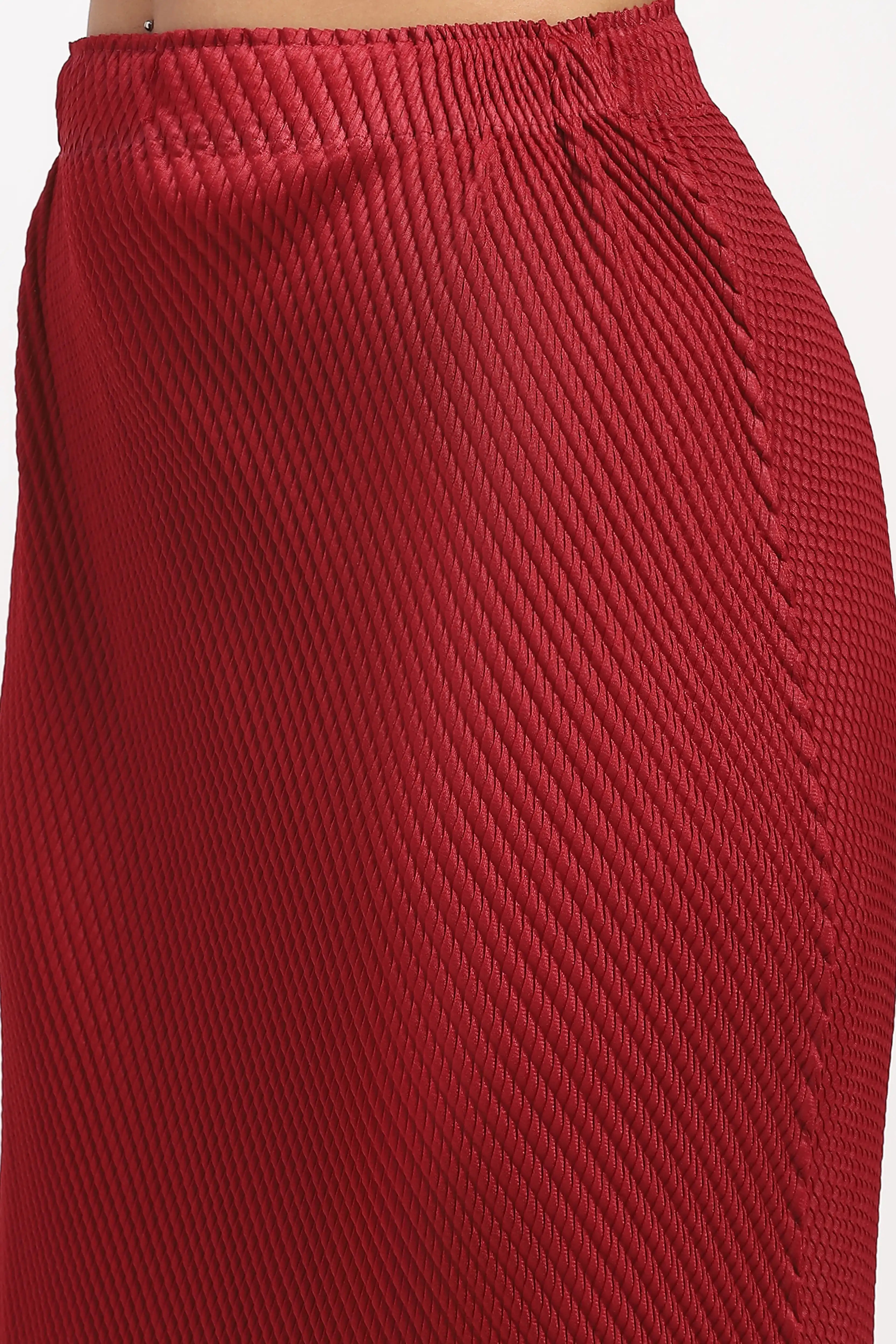 Maroon Bohemian Frayed Edge Top & Skirt Set