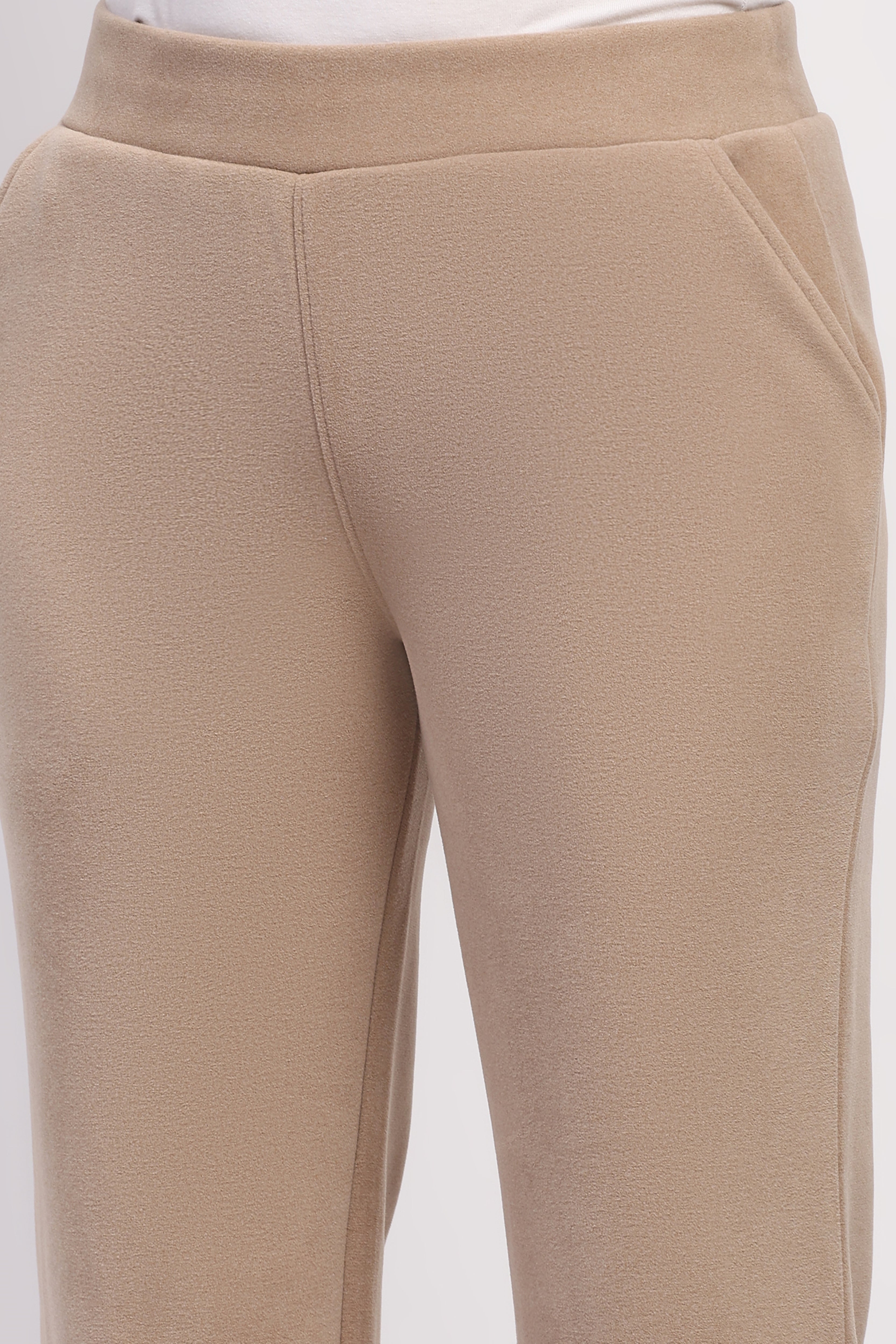 Beige Drop-Shoulder Winter Tracksuit