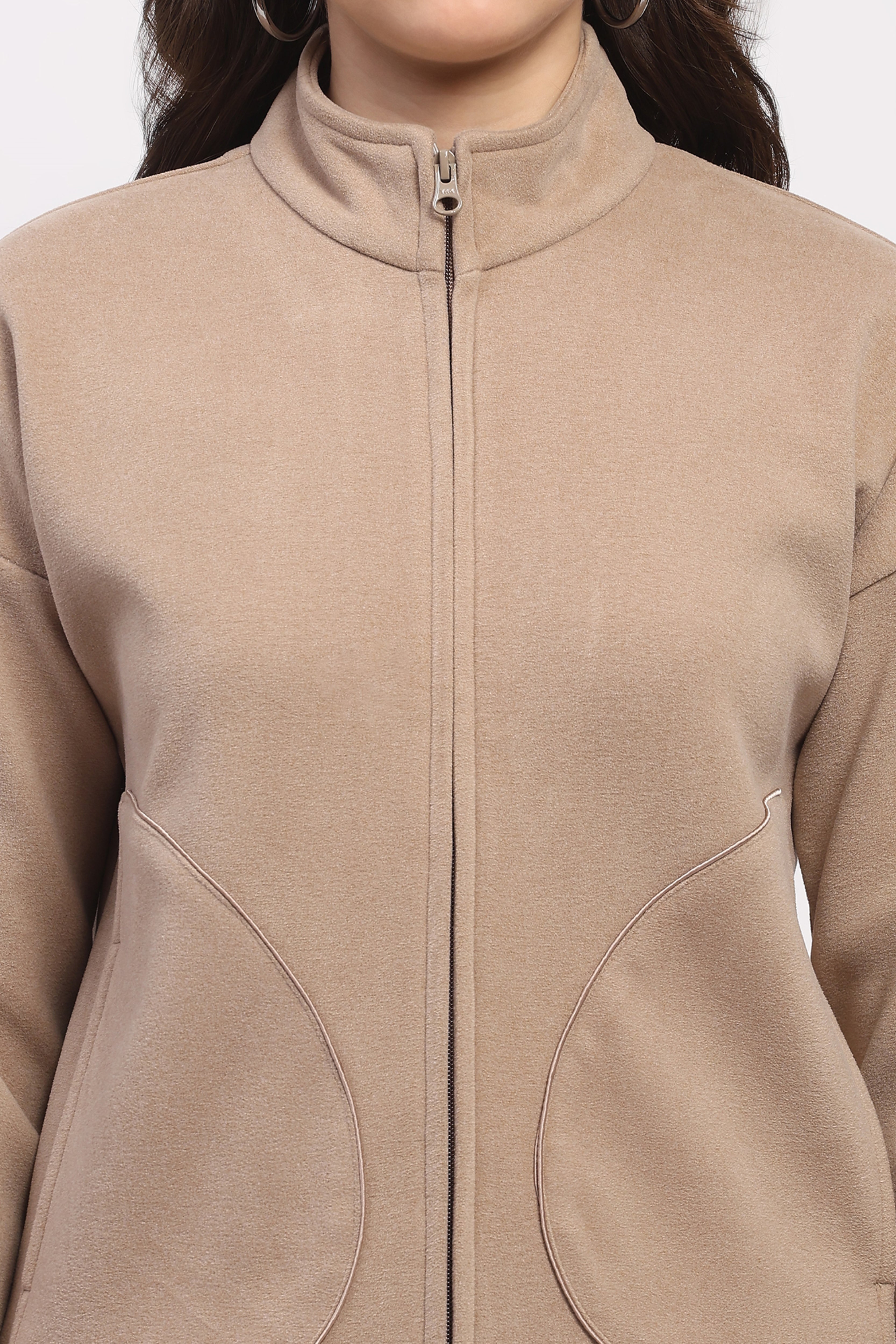 Beige Drop-Shoulder Winter Tracksuit