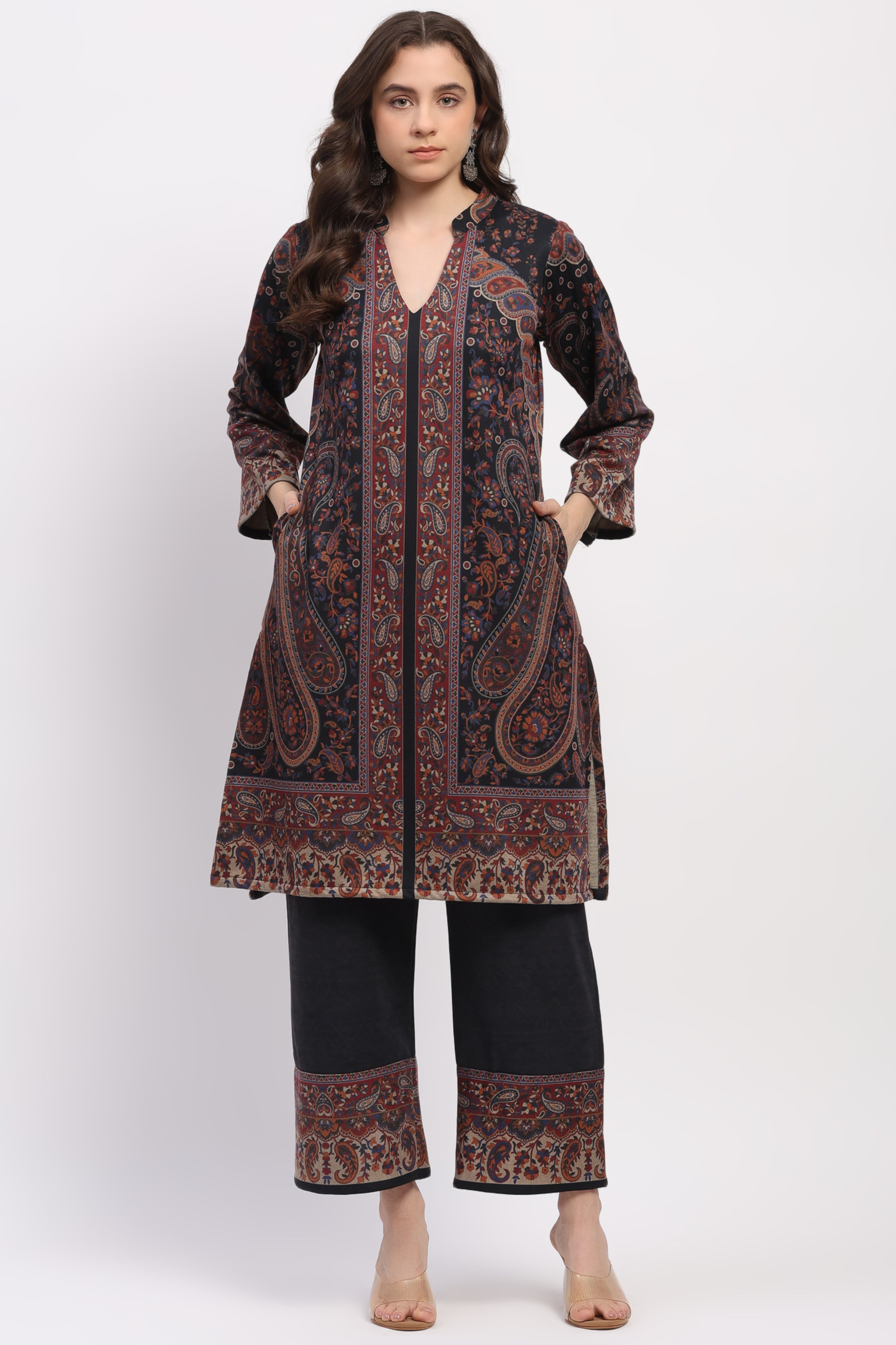 Multicolor Floral Paisley Winter Kurta Set
