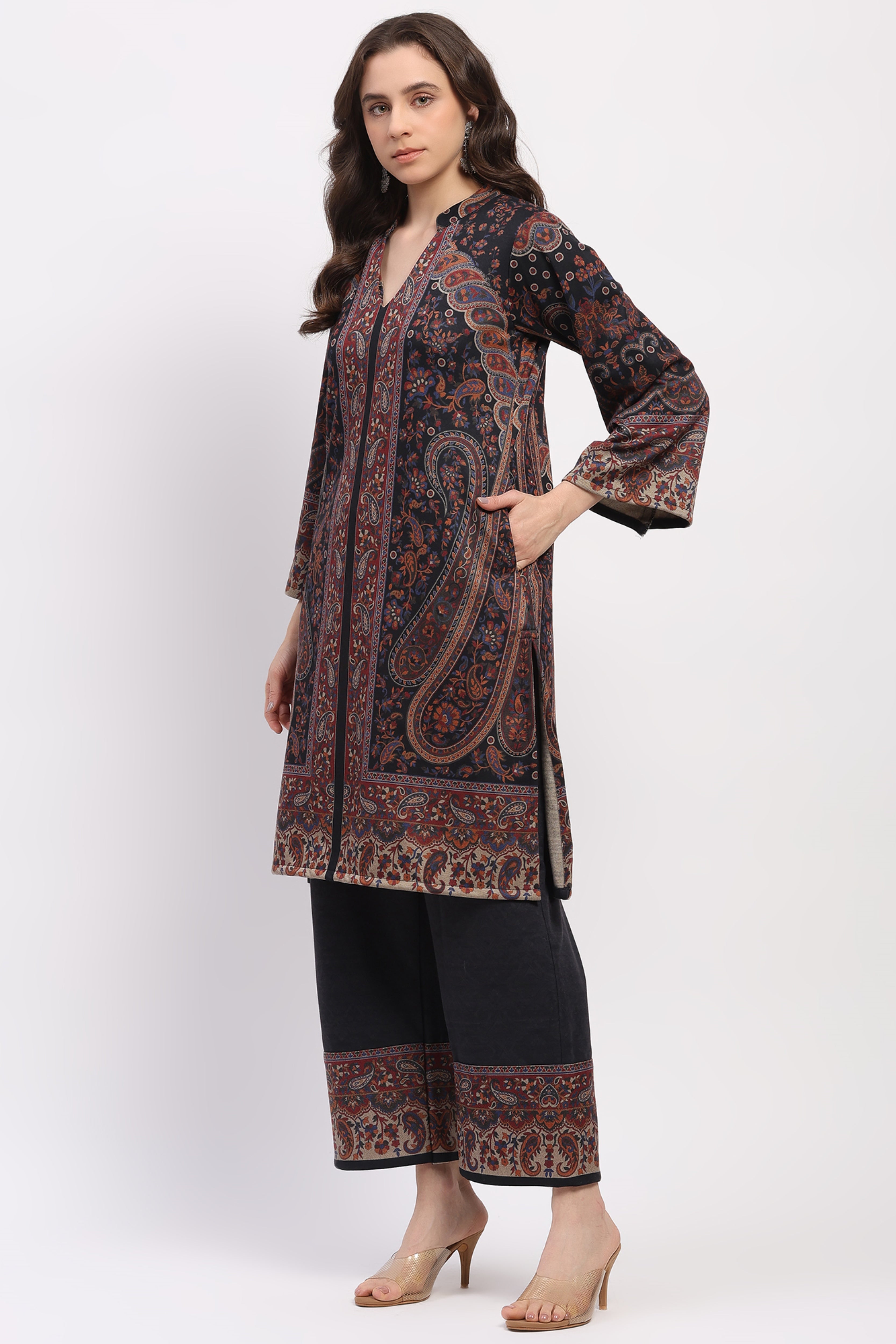 Multicolor Floral Paisley Winter Kurta Set