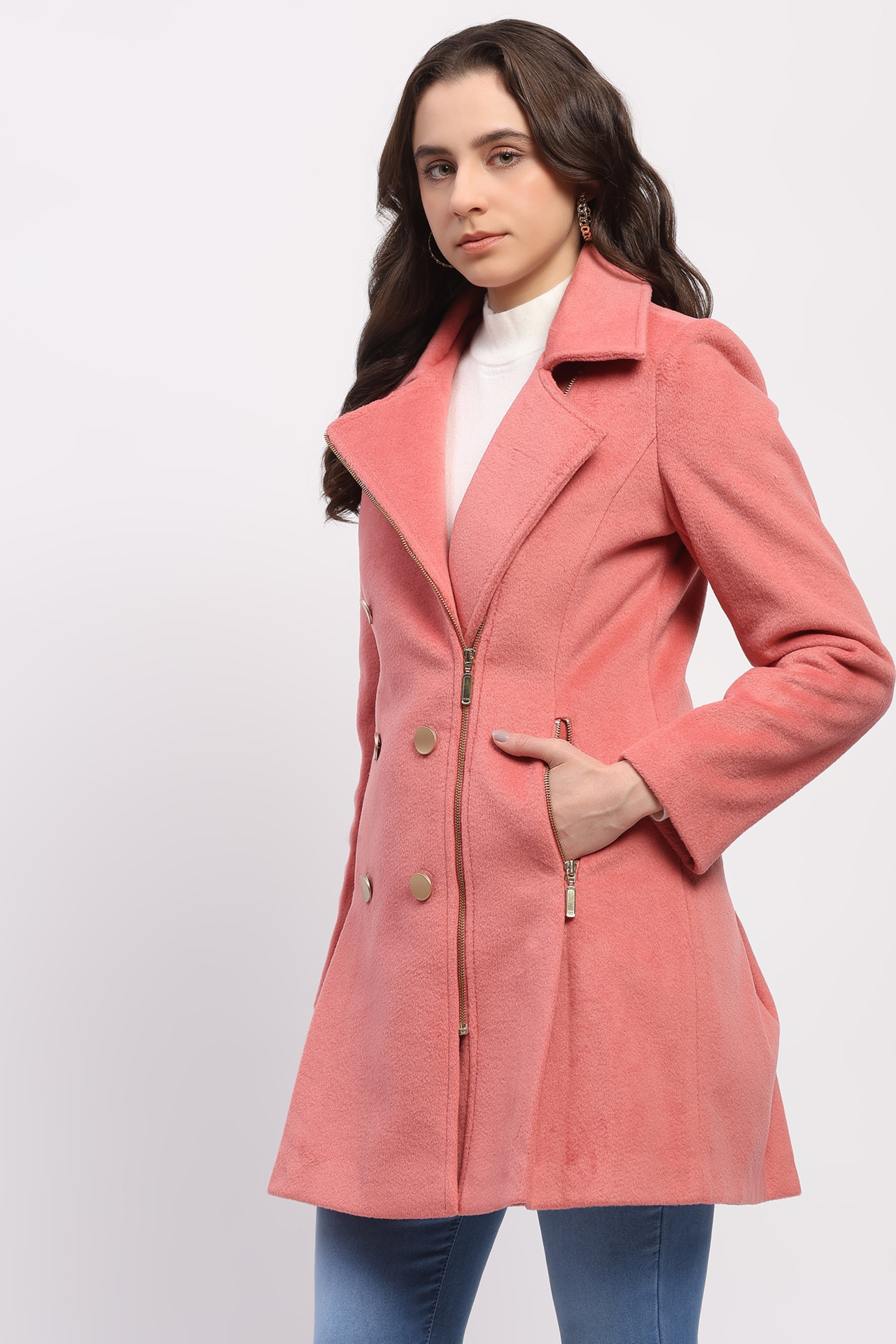 Coral Pink Winter Coat