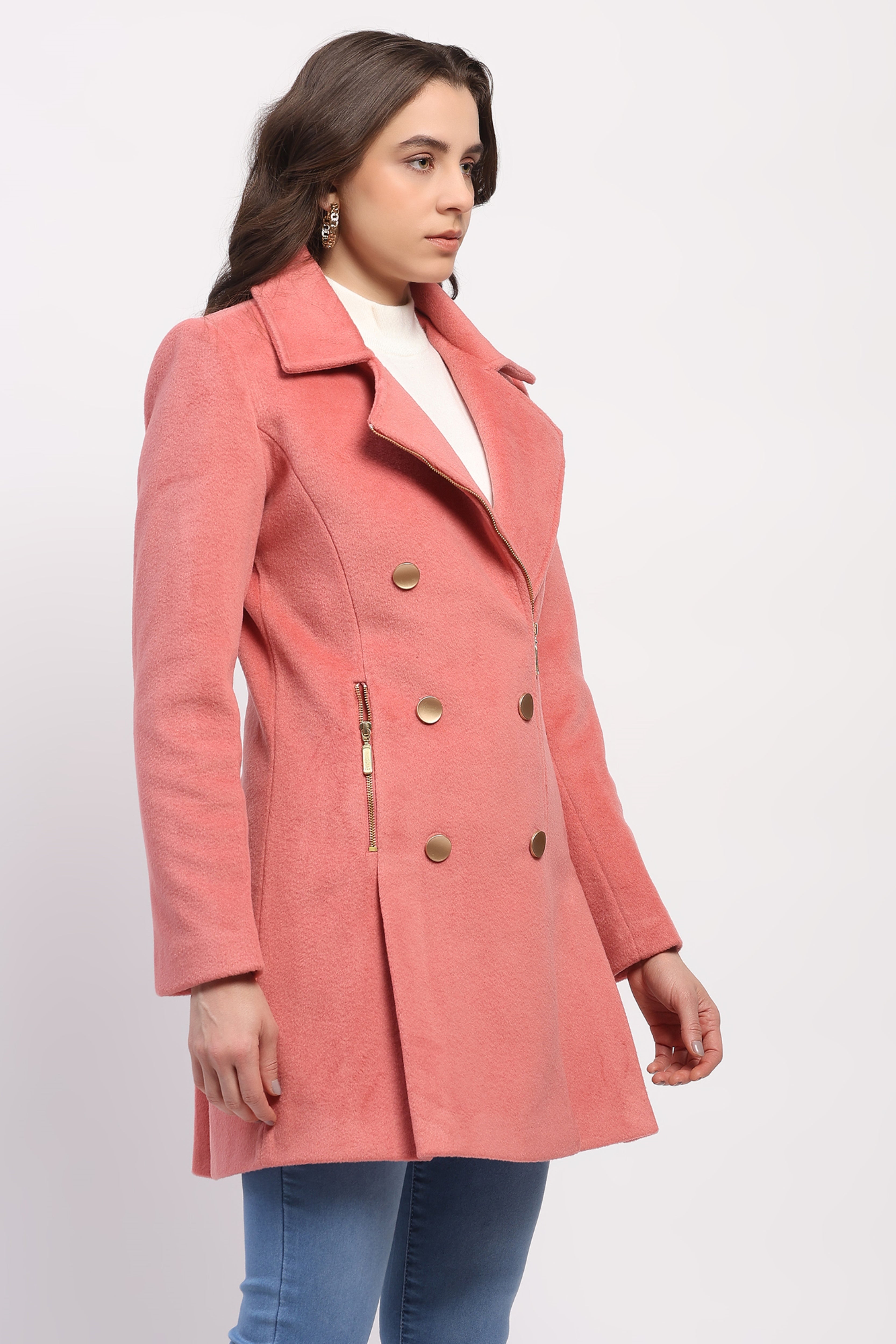 Coral Pink Winter Coat