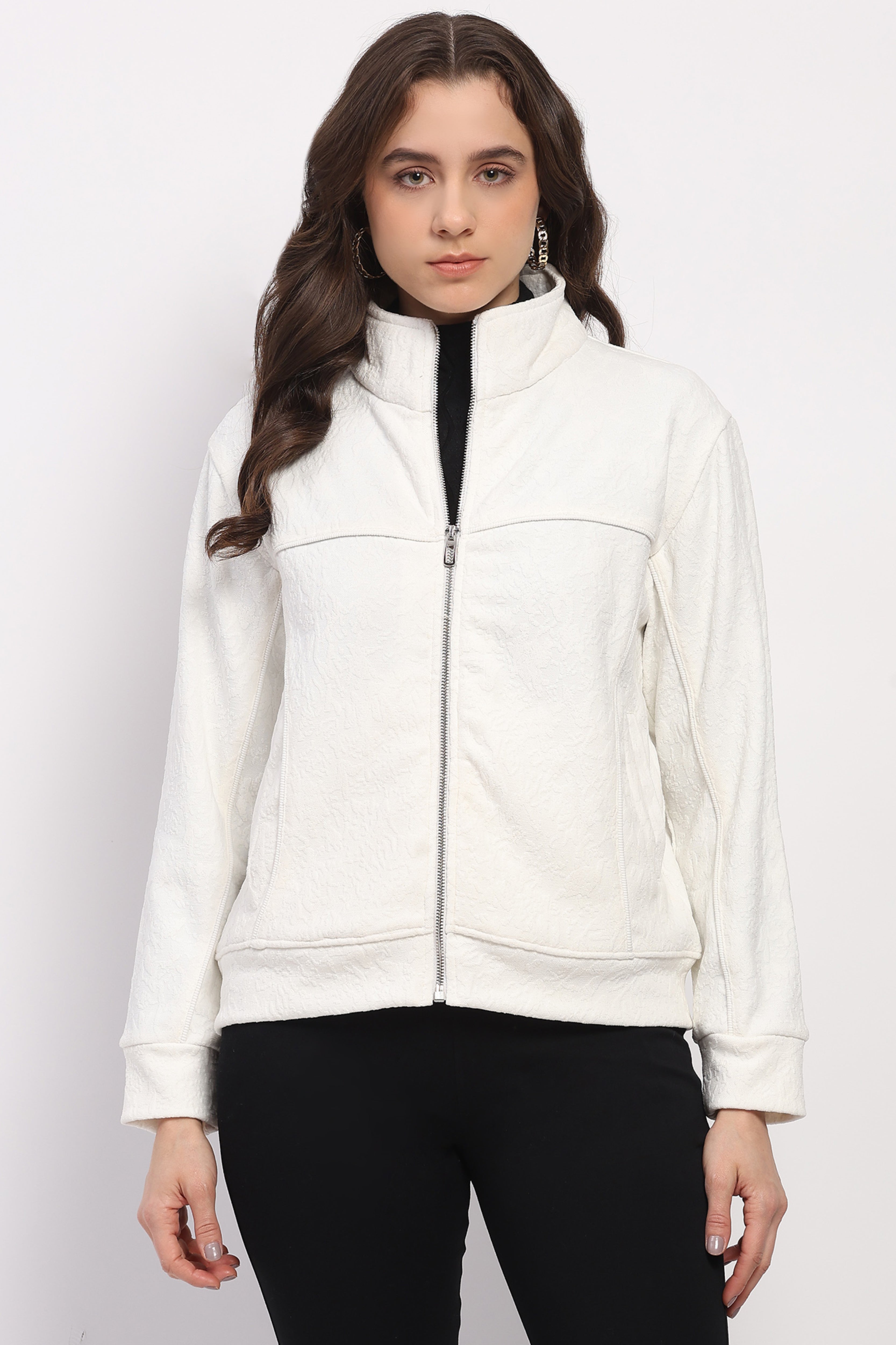 White Embossed Sweatshirt