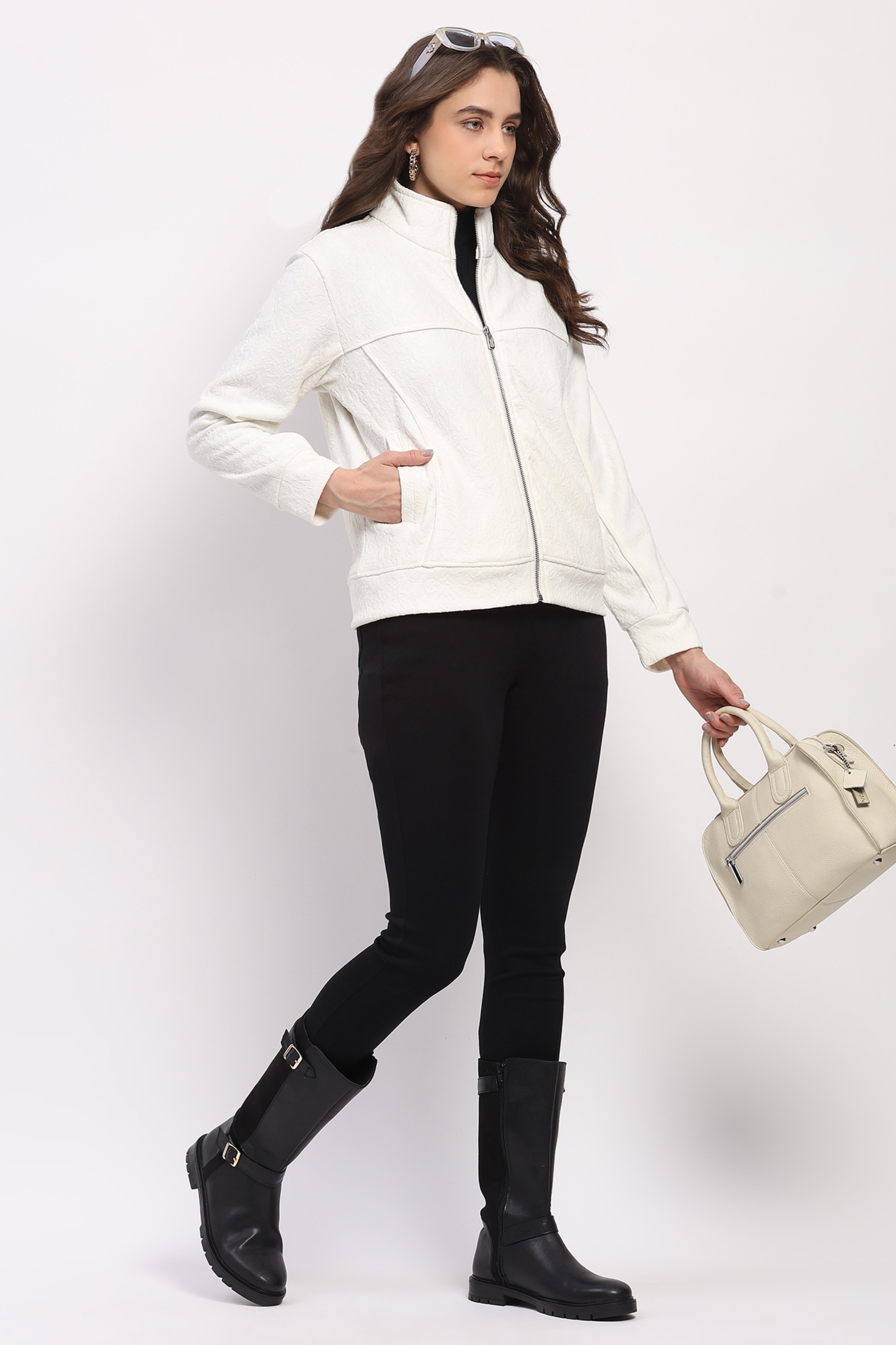 White Embossed Sweatshirt