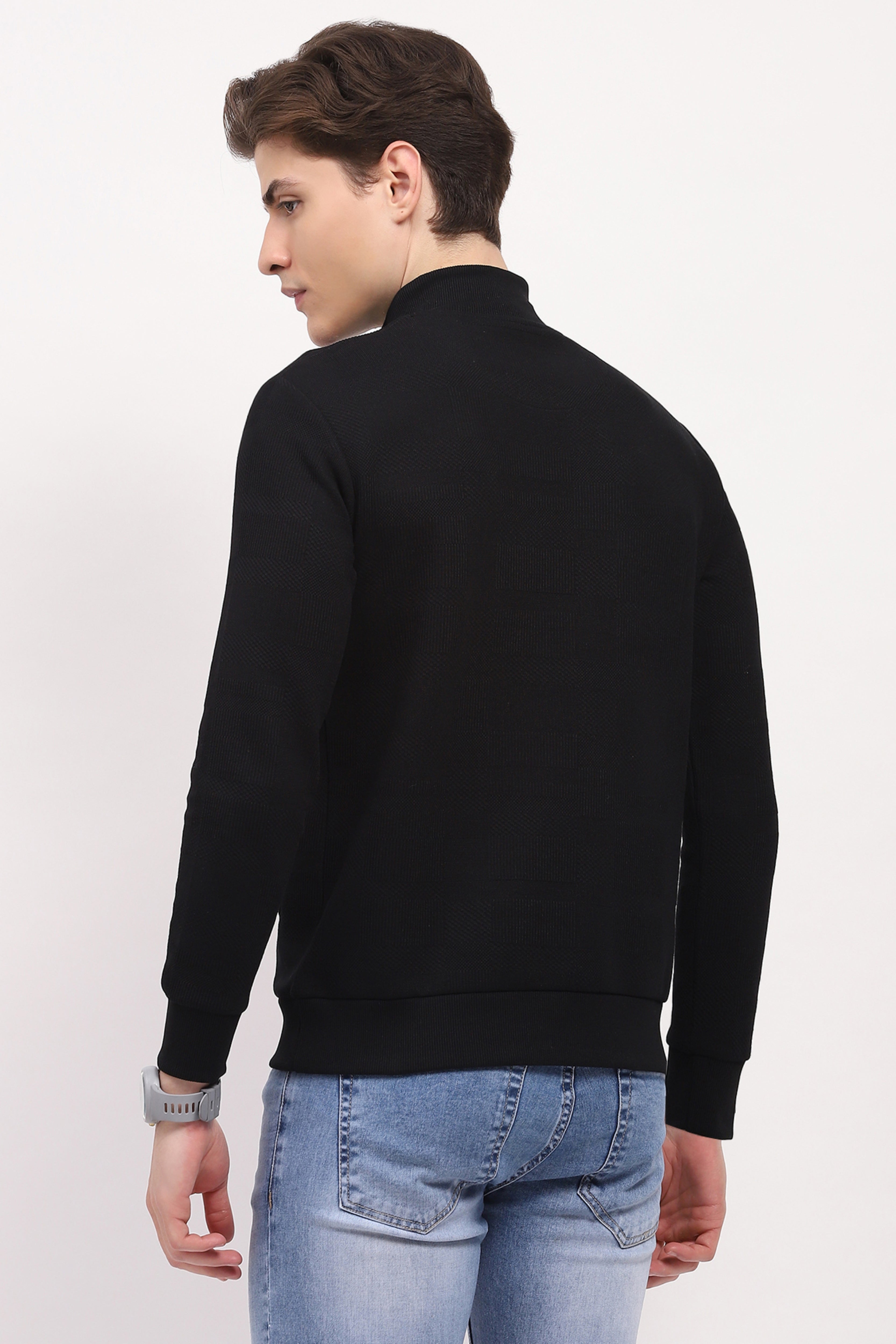 Black Self-Design Sweatshirt