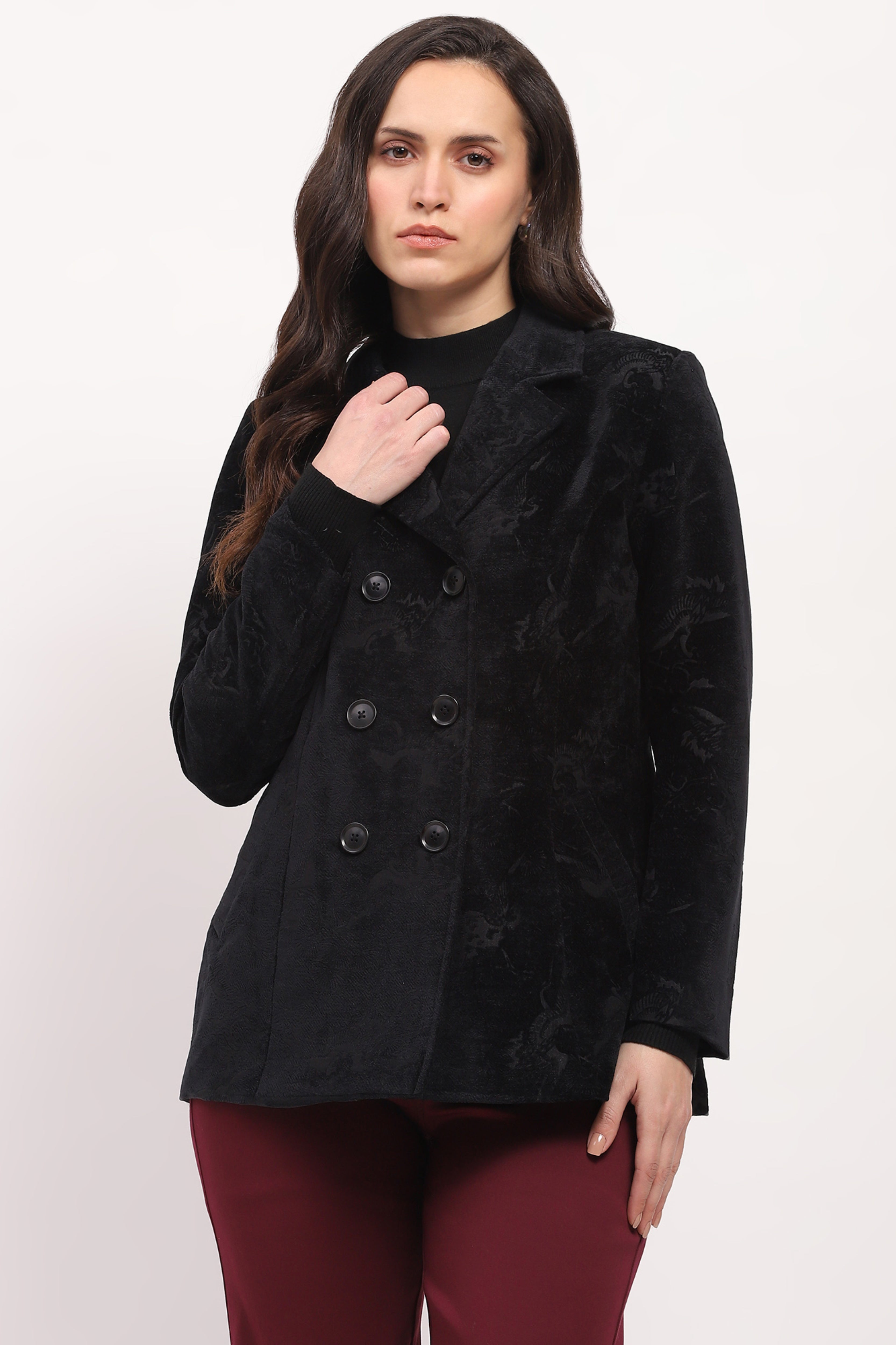 Black Textured Winter Coat