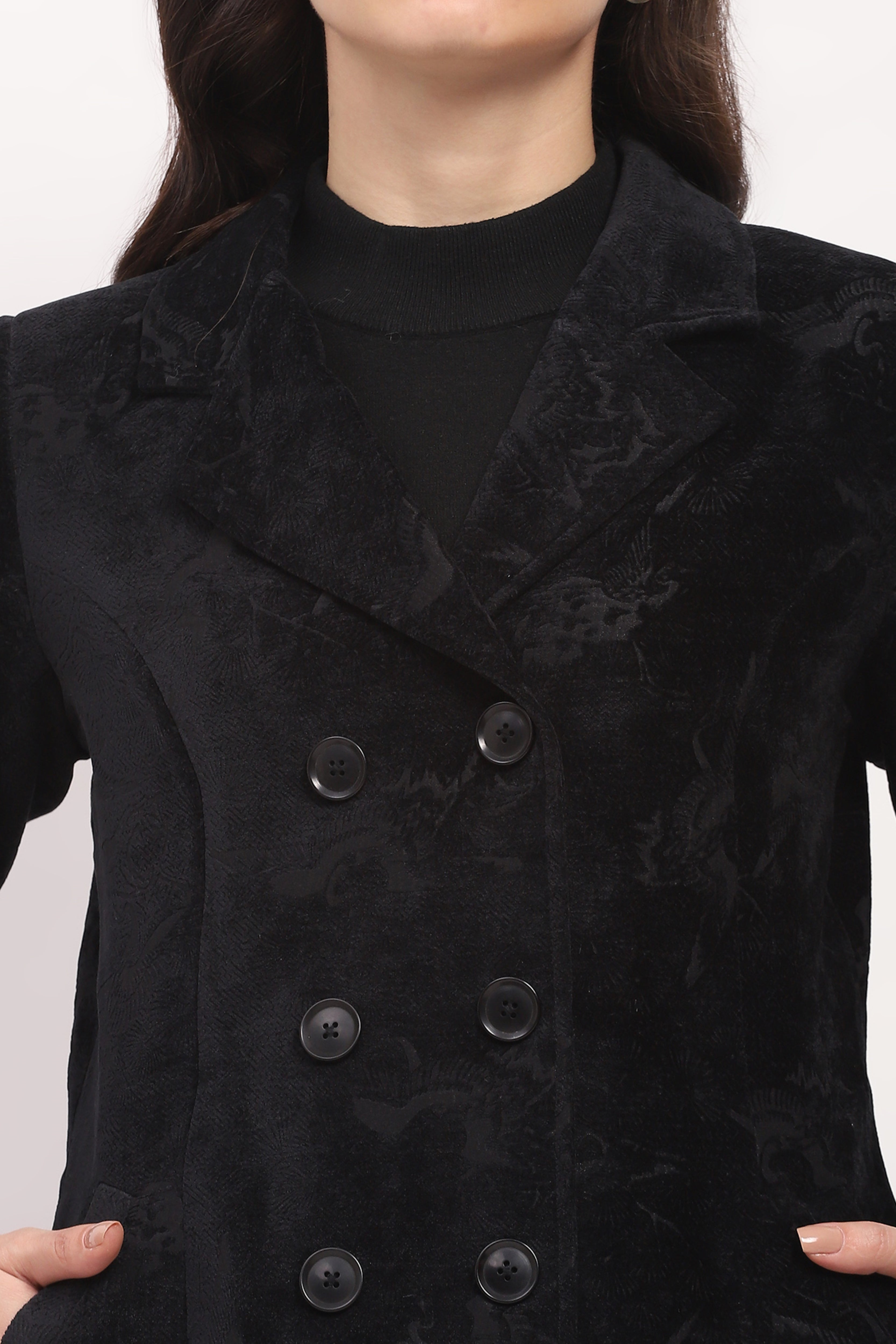 Black Textured Winter Coat