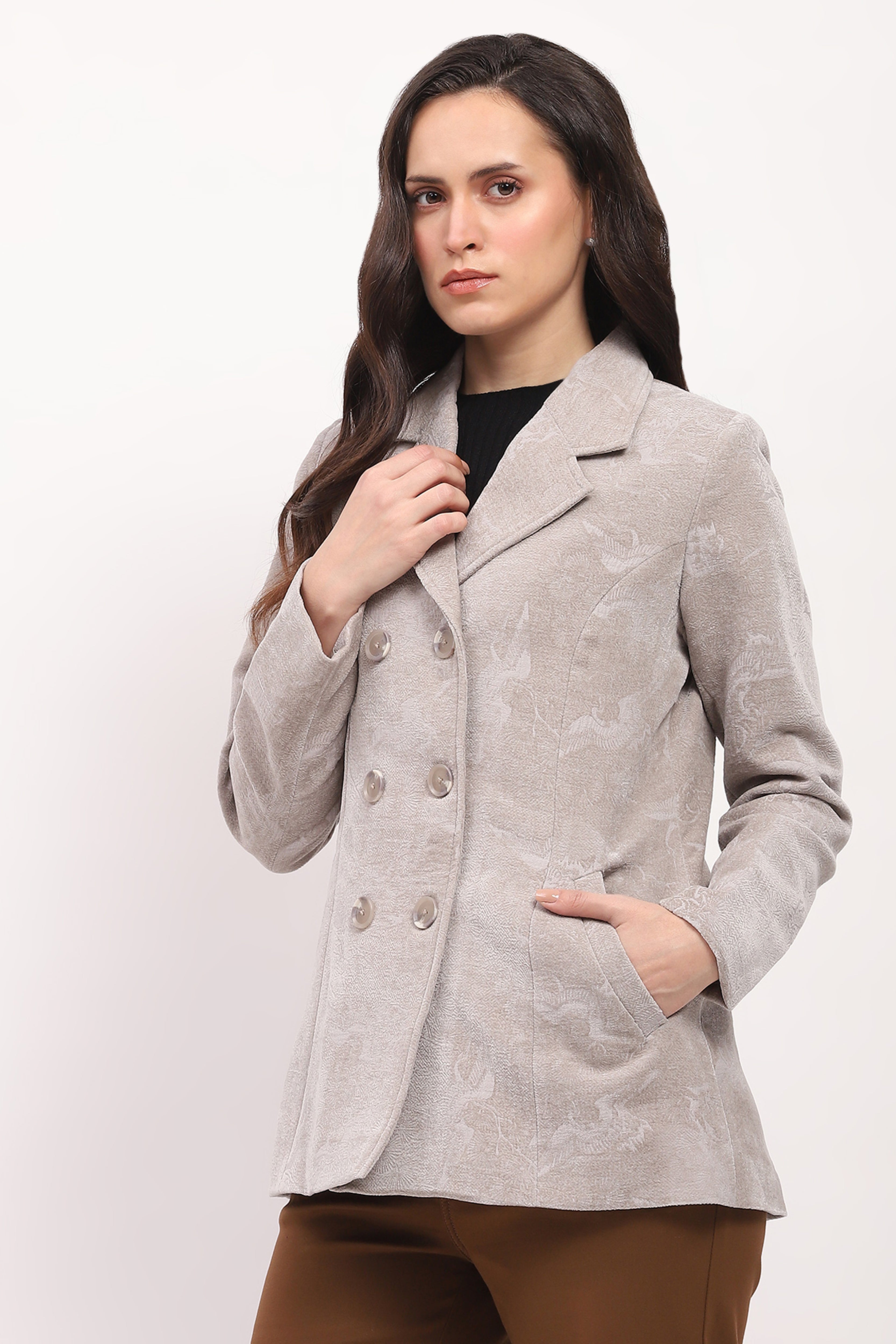 Light Grey Textured Winter Coat