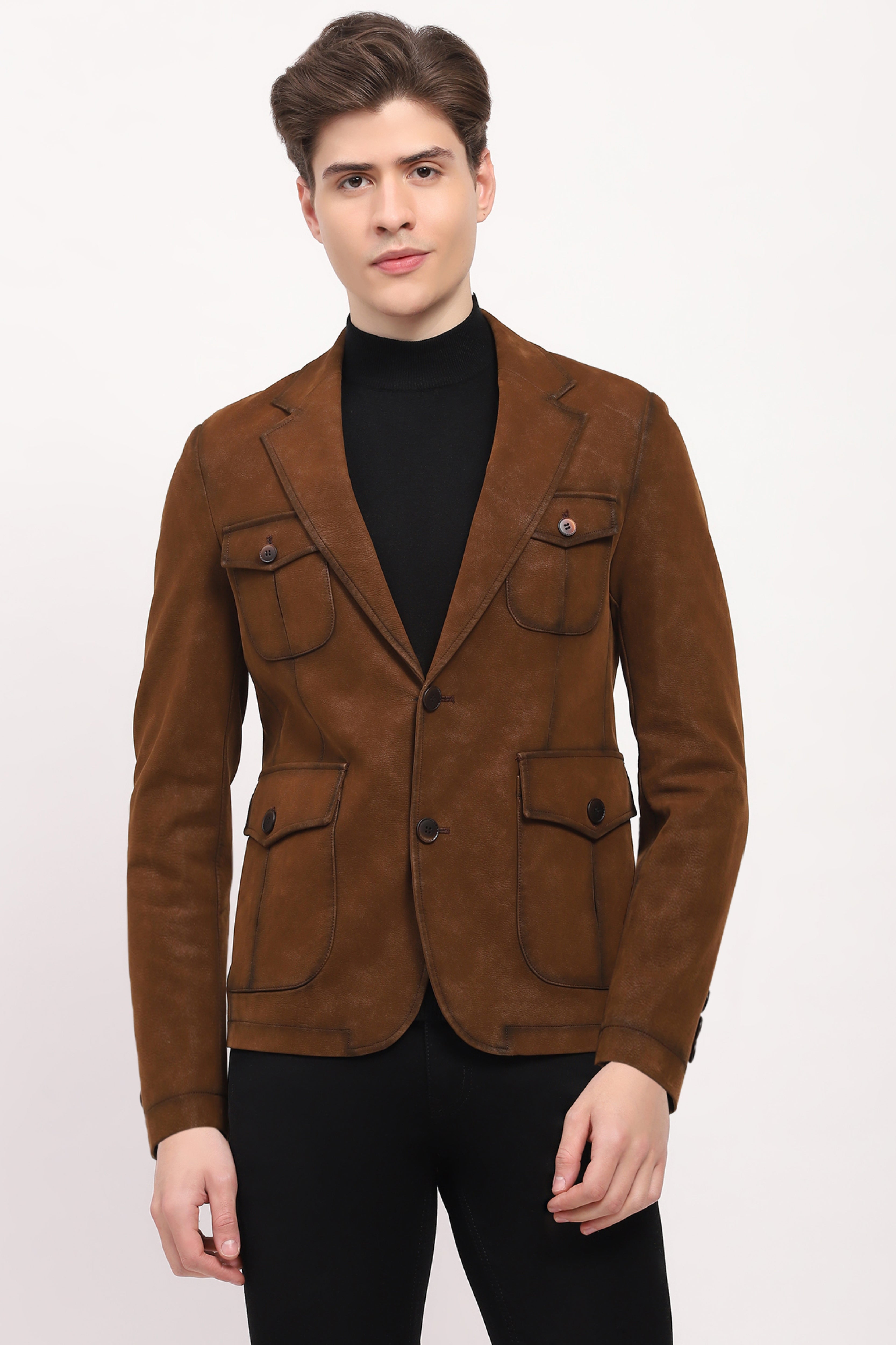 Classic Brown Leather Coat