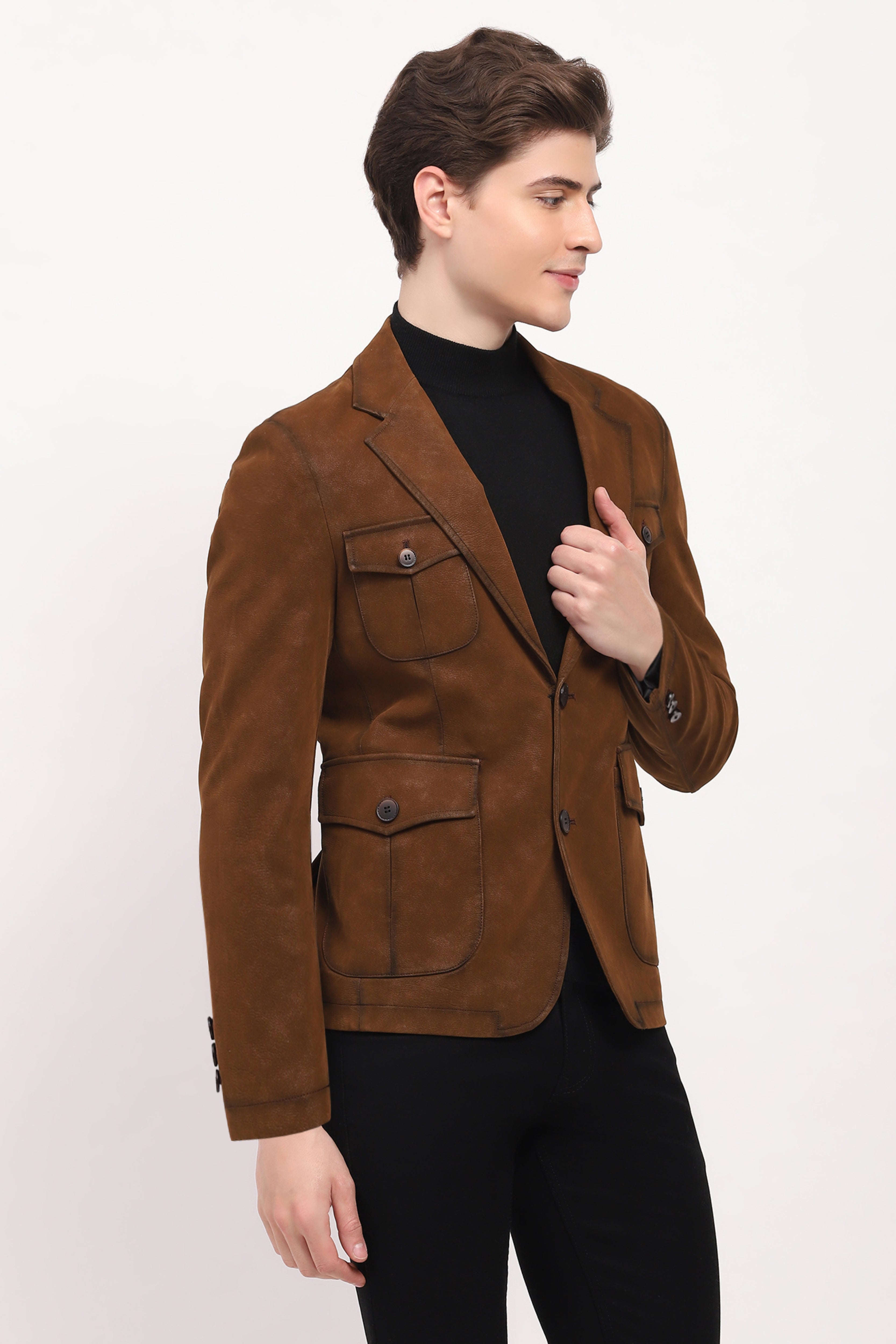Classic Brown Leather Coat