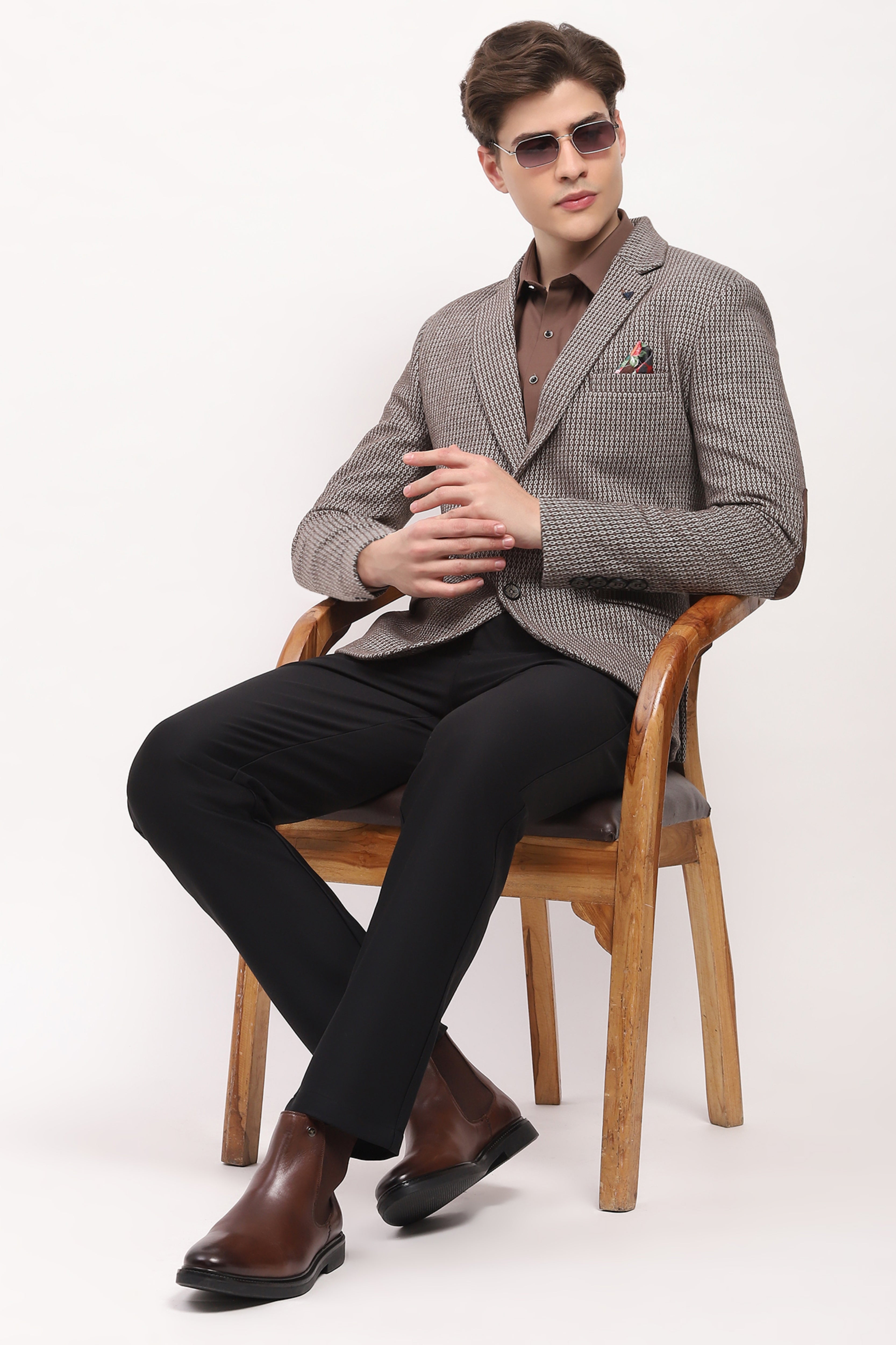 Brown Tailored Elbow Patch Coat