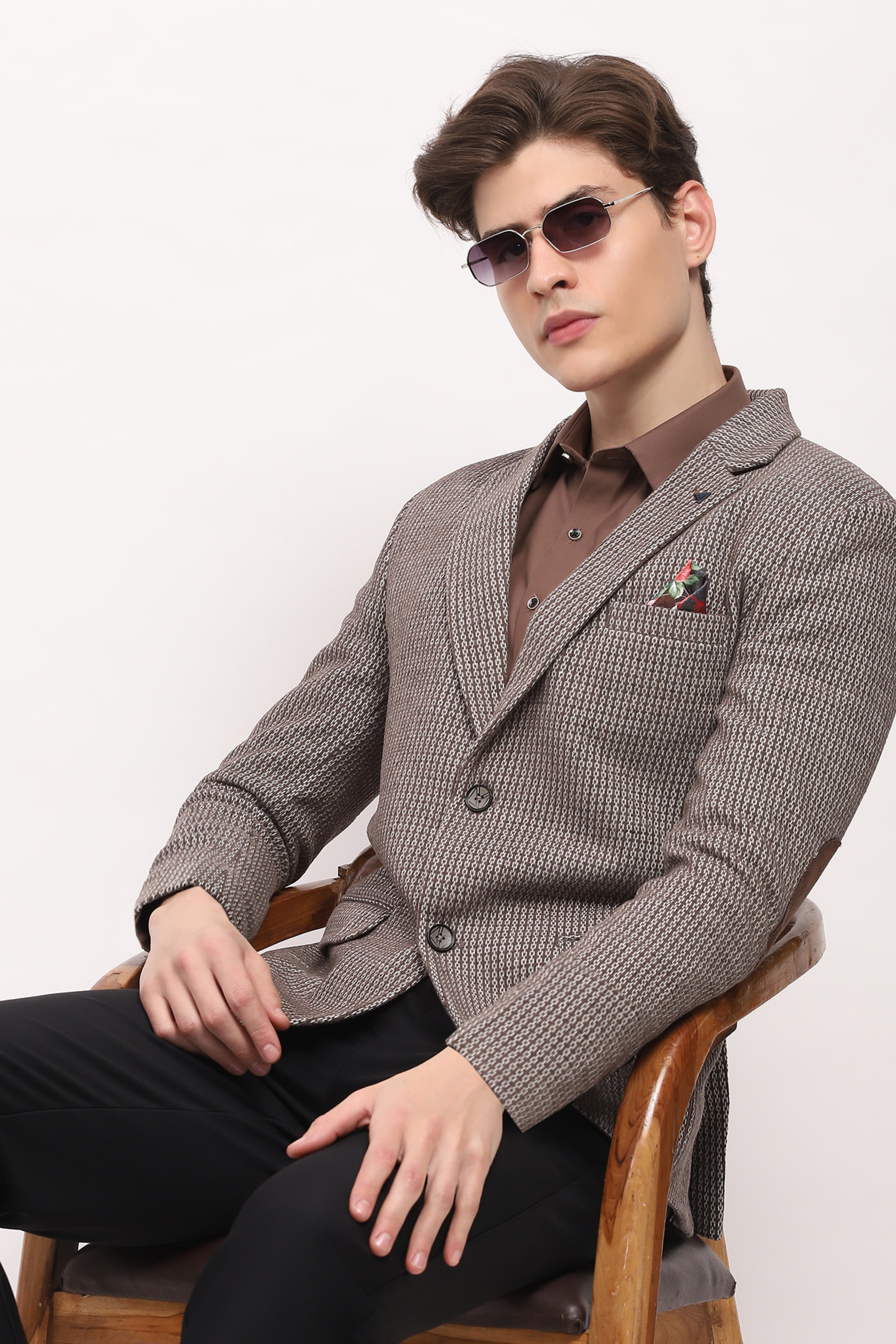 Brown Tailored Elbow Patch Coat