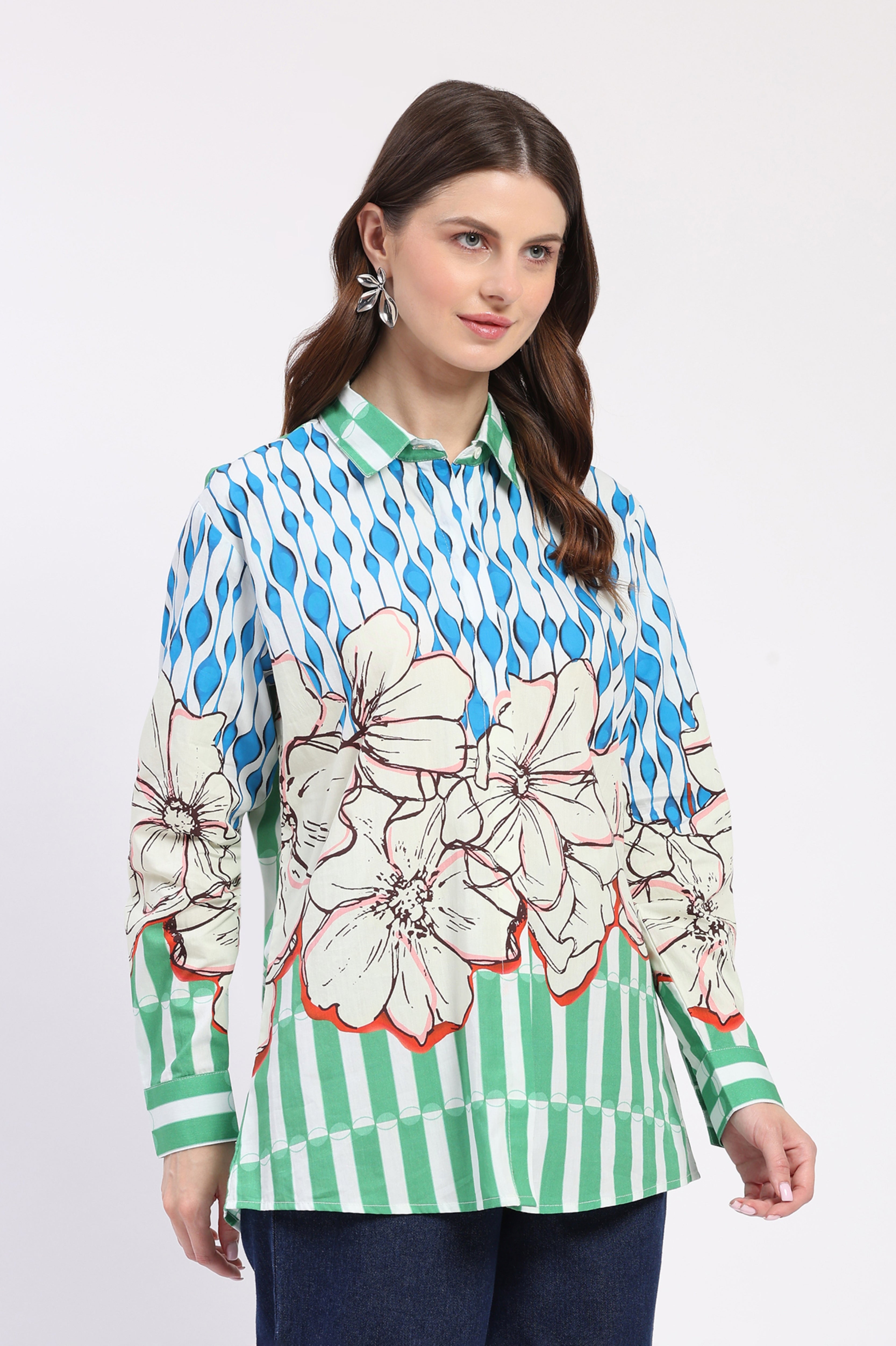 Multicolor Printed Cotton Shirt