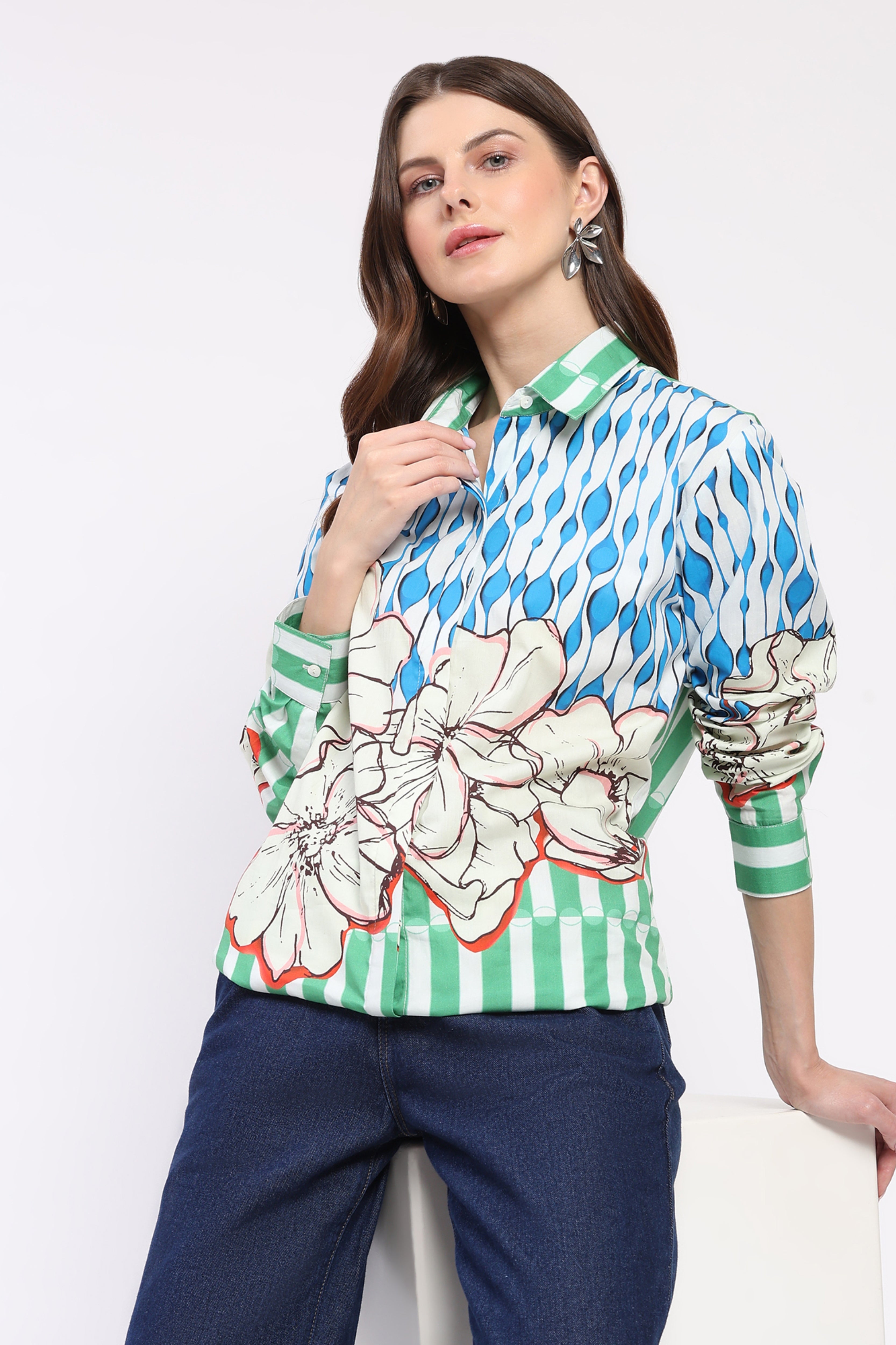 Multicolor Printed Cotton Shirt