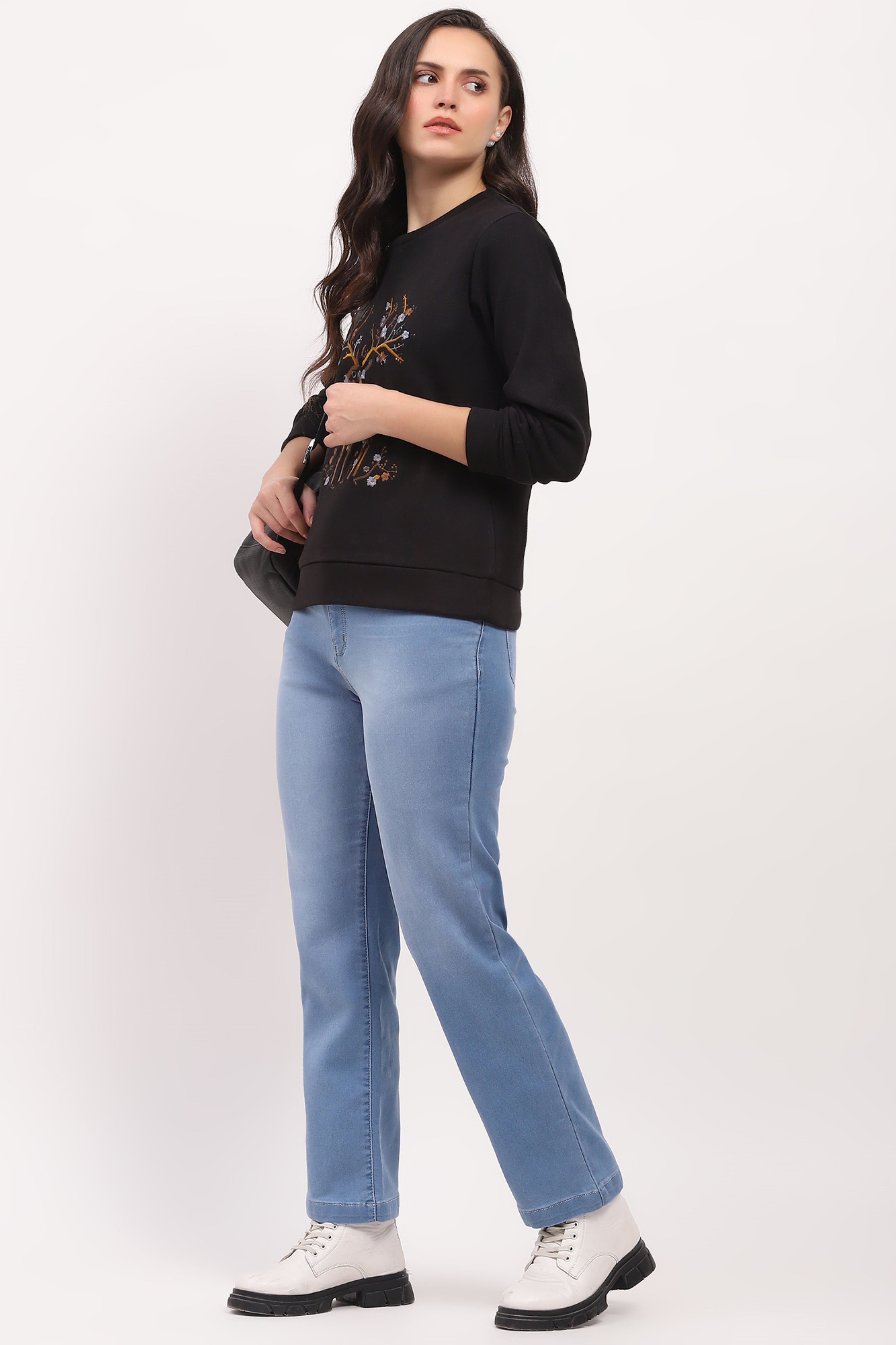 Deer Embroidered Sweatshirt