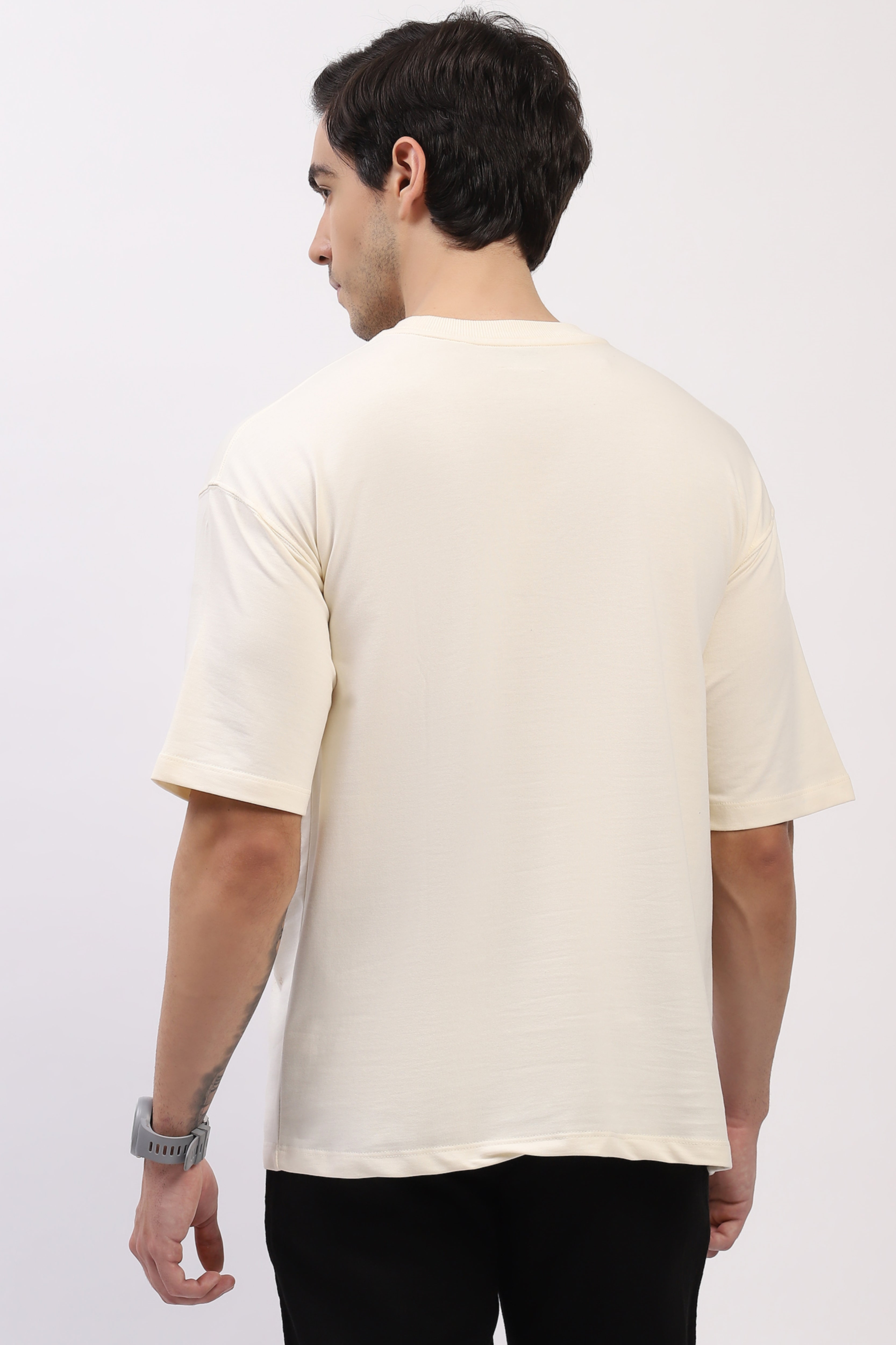 Cream Oversized Devil War Print T-Shirt