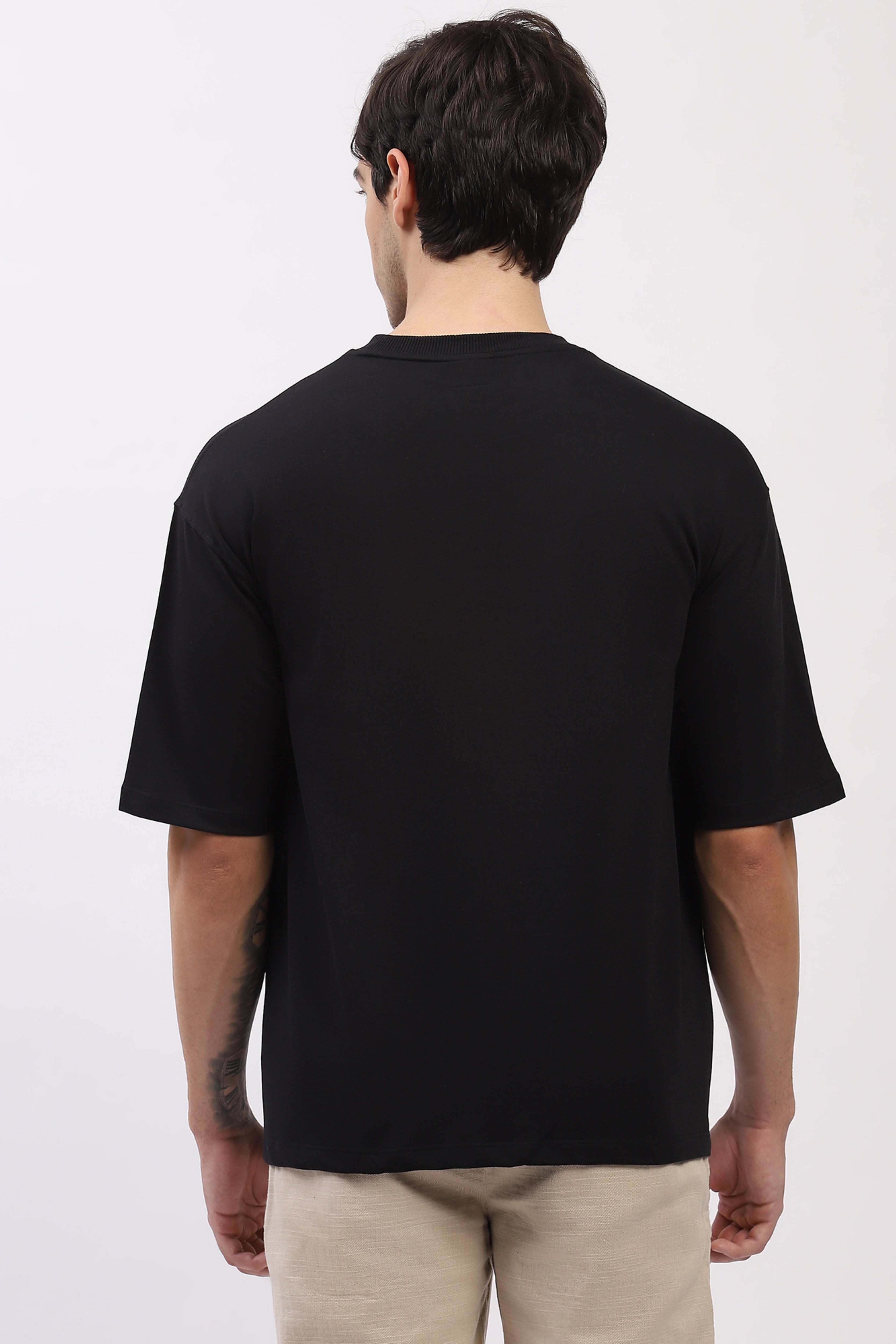 Black Oversized Modern Art Print T-Shirt