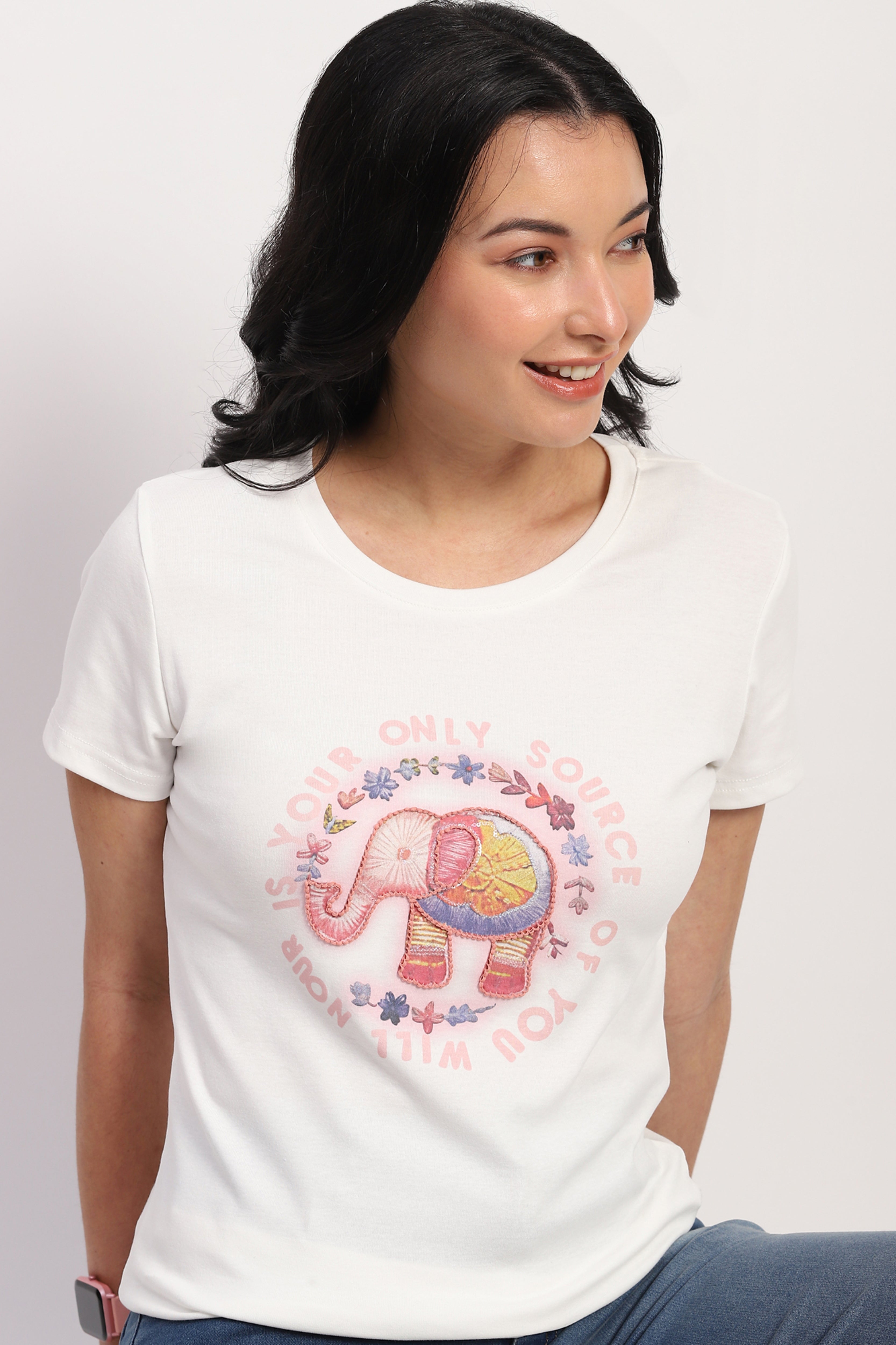 White Printed Cotton Top