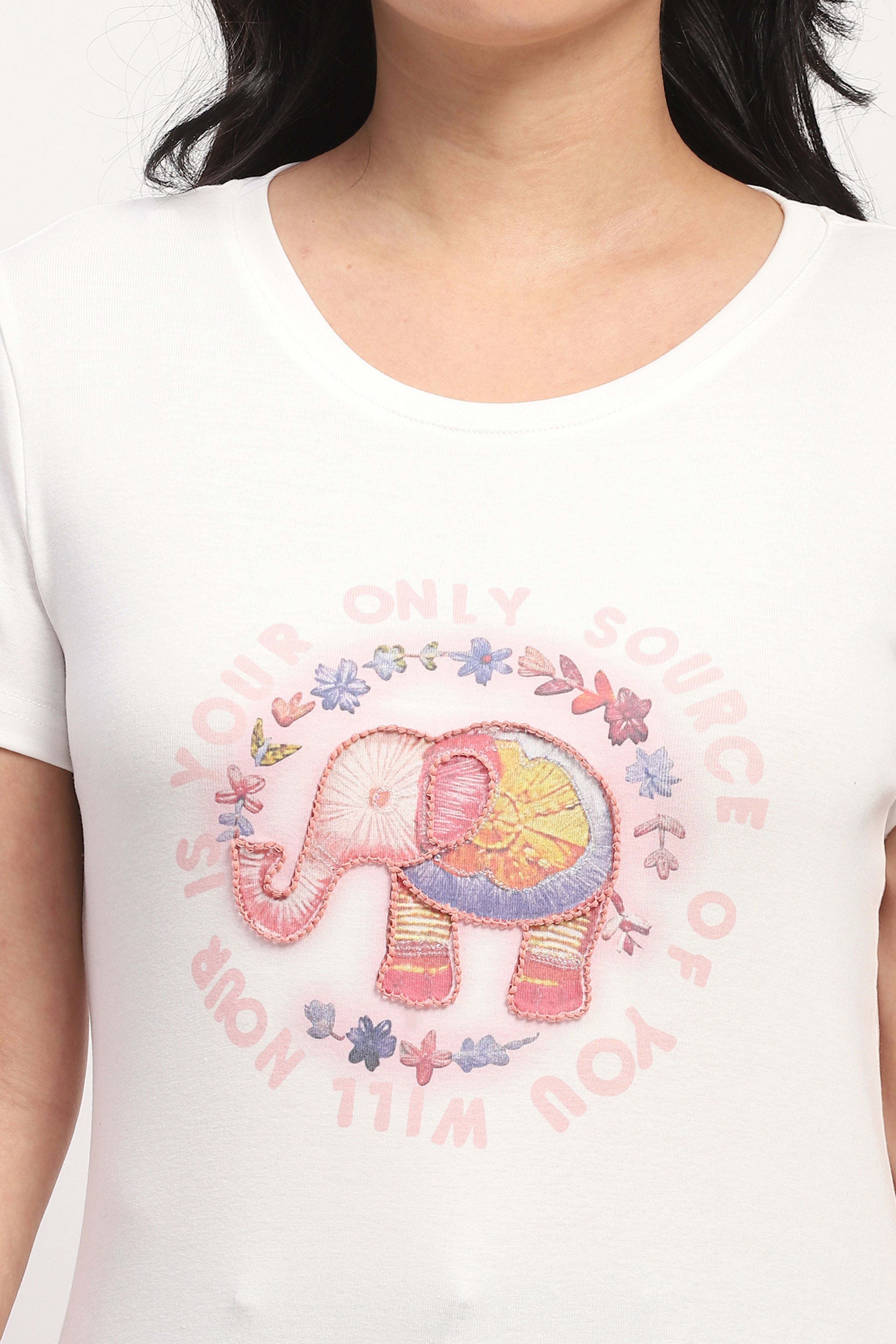 White Printed Cotton Top