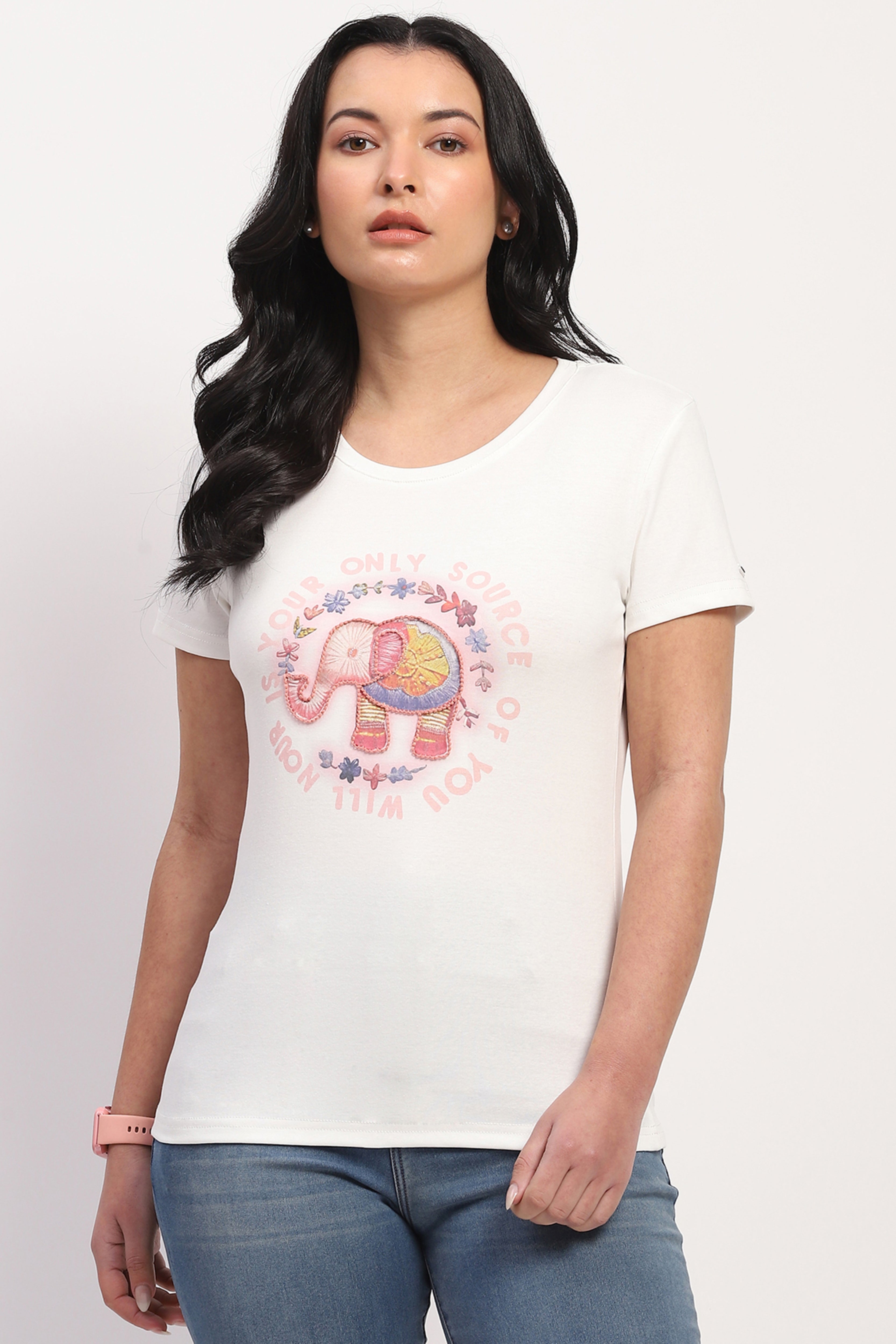 White Printed Cotton Top