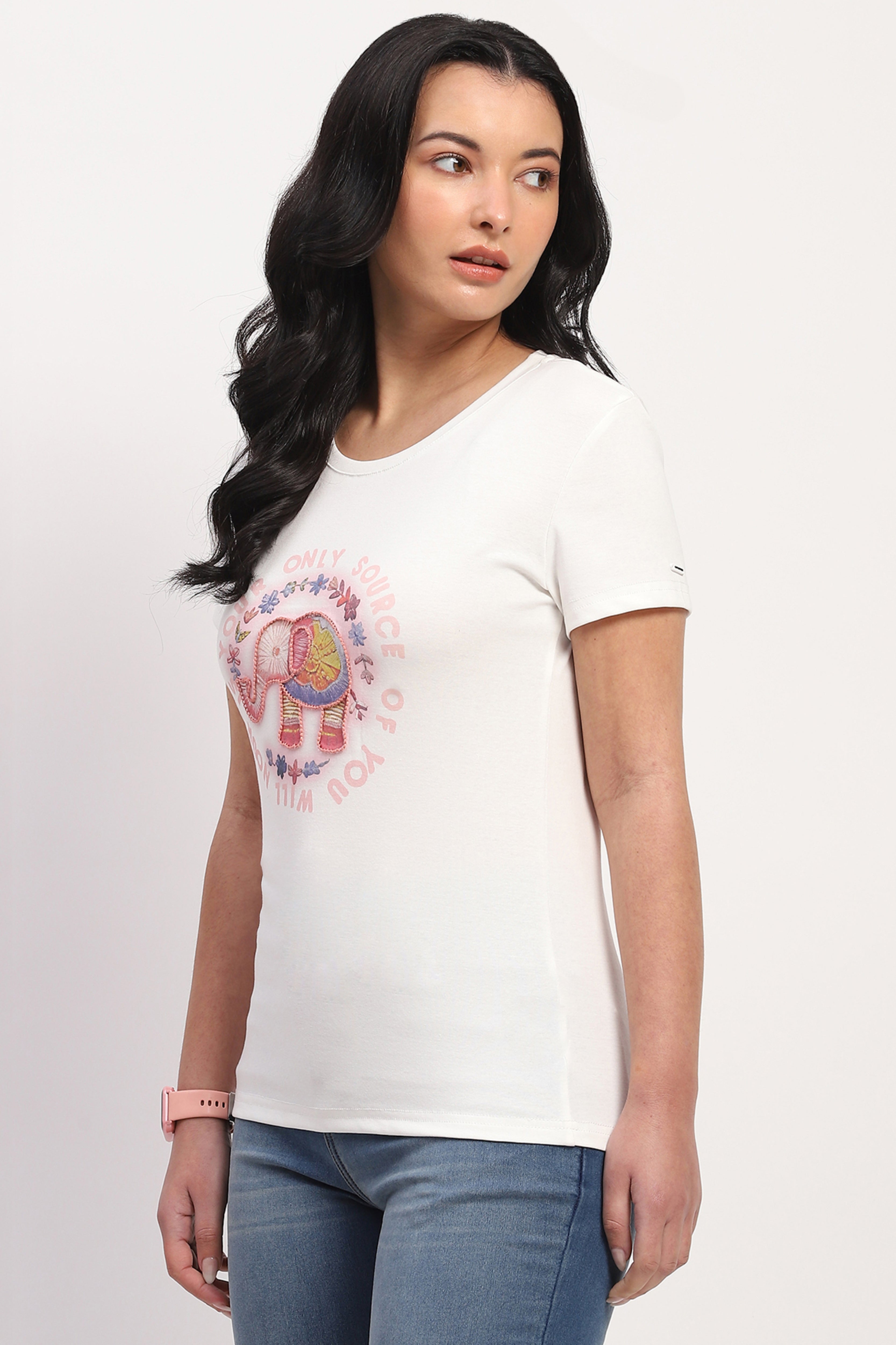 White Printed Cotton Top