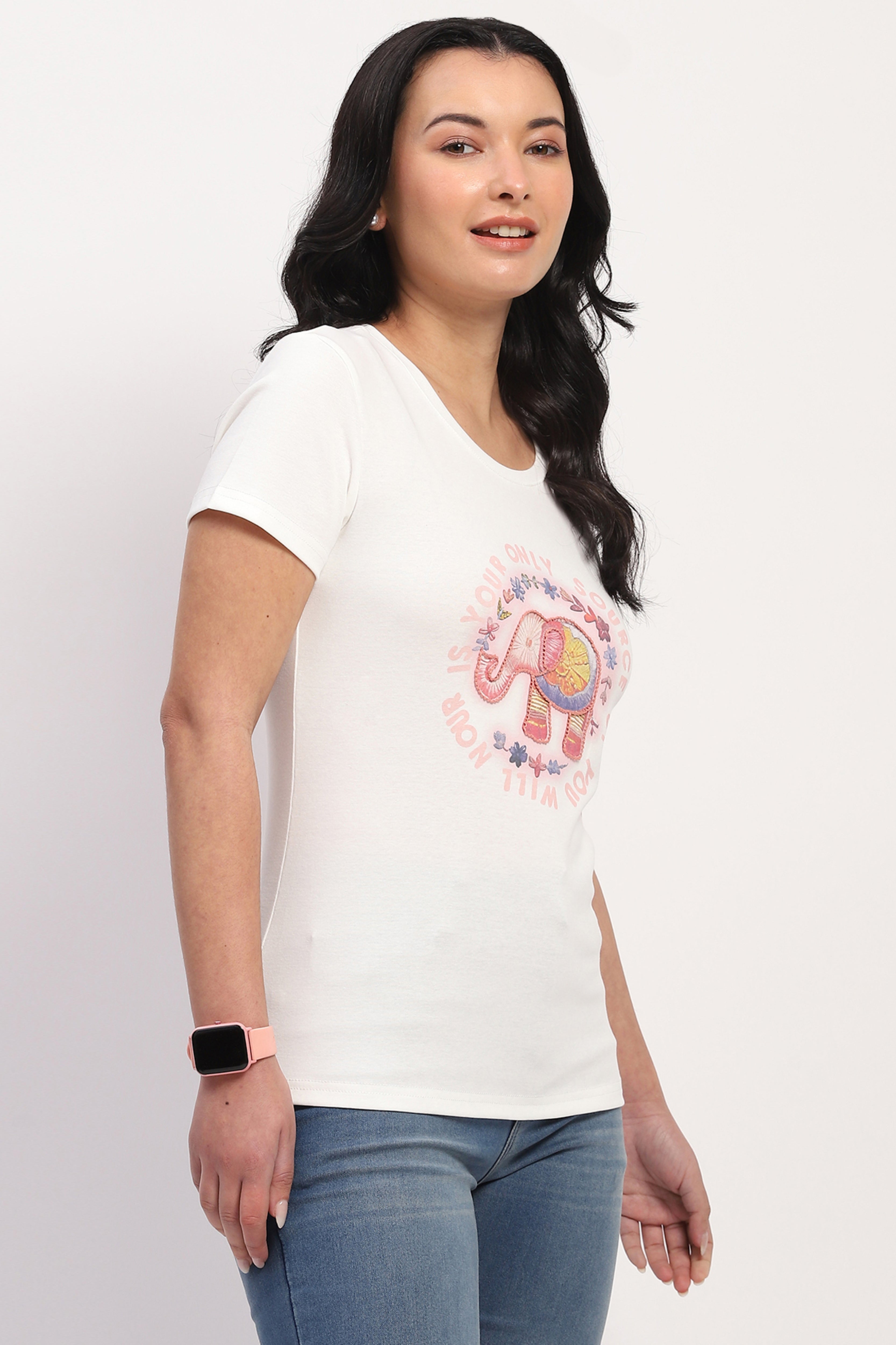 White Printed Cotton Top