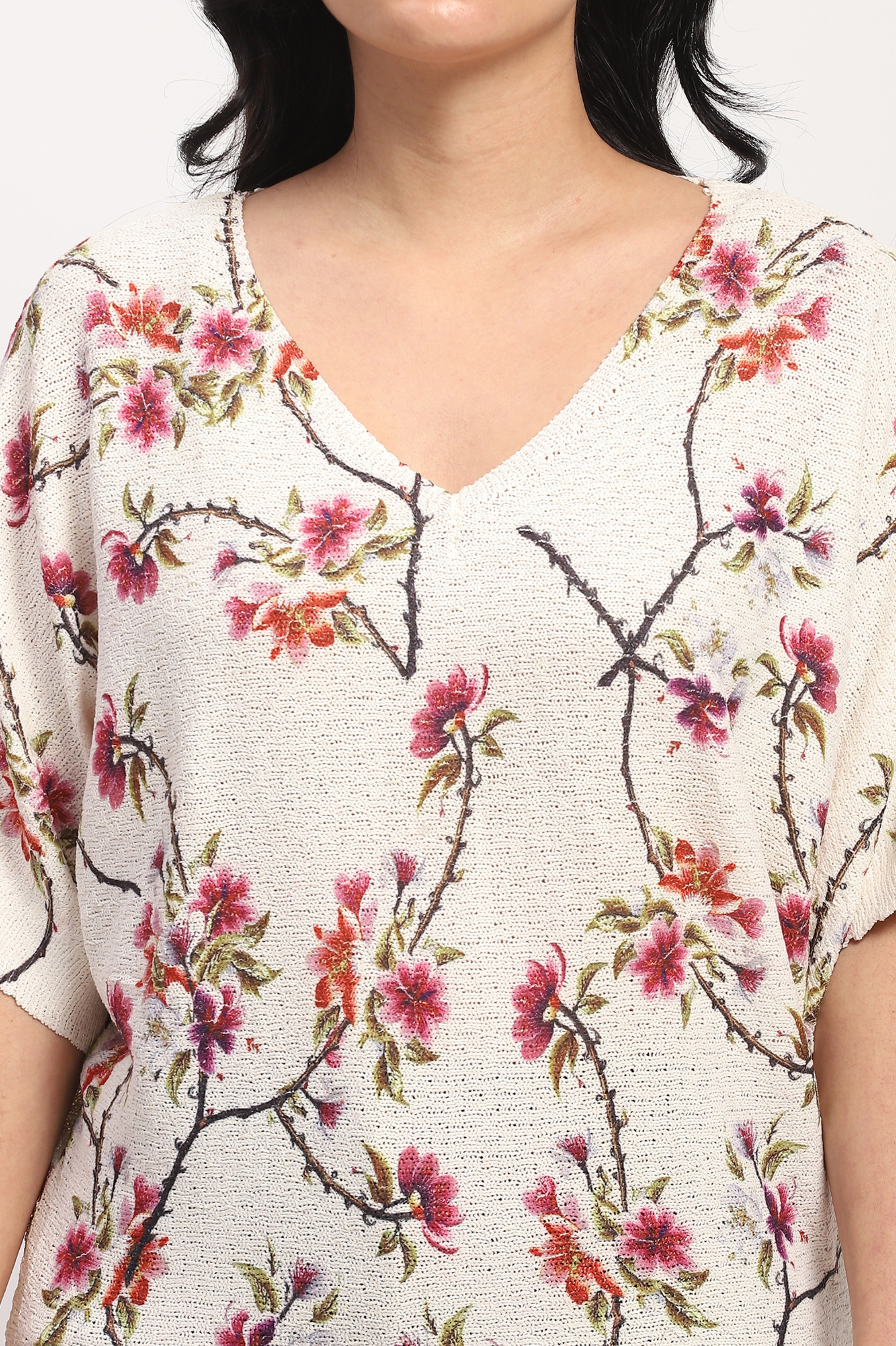 Cream Floral Woven Top