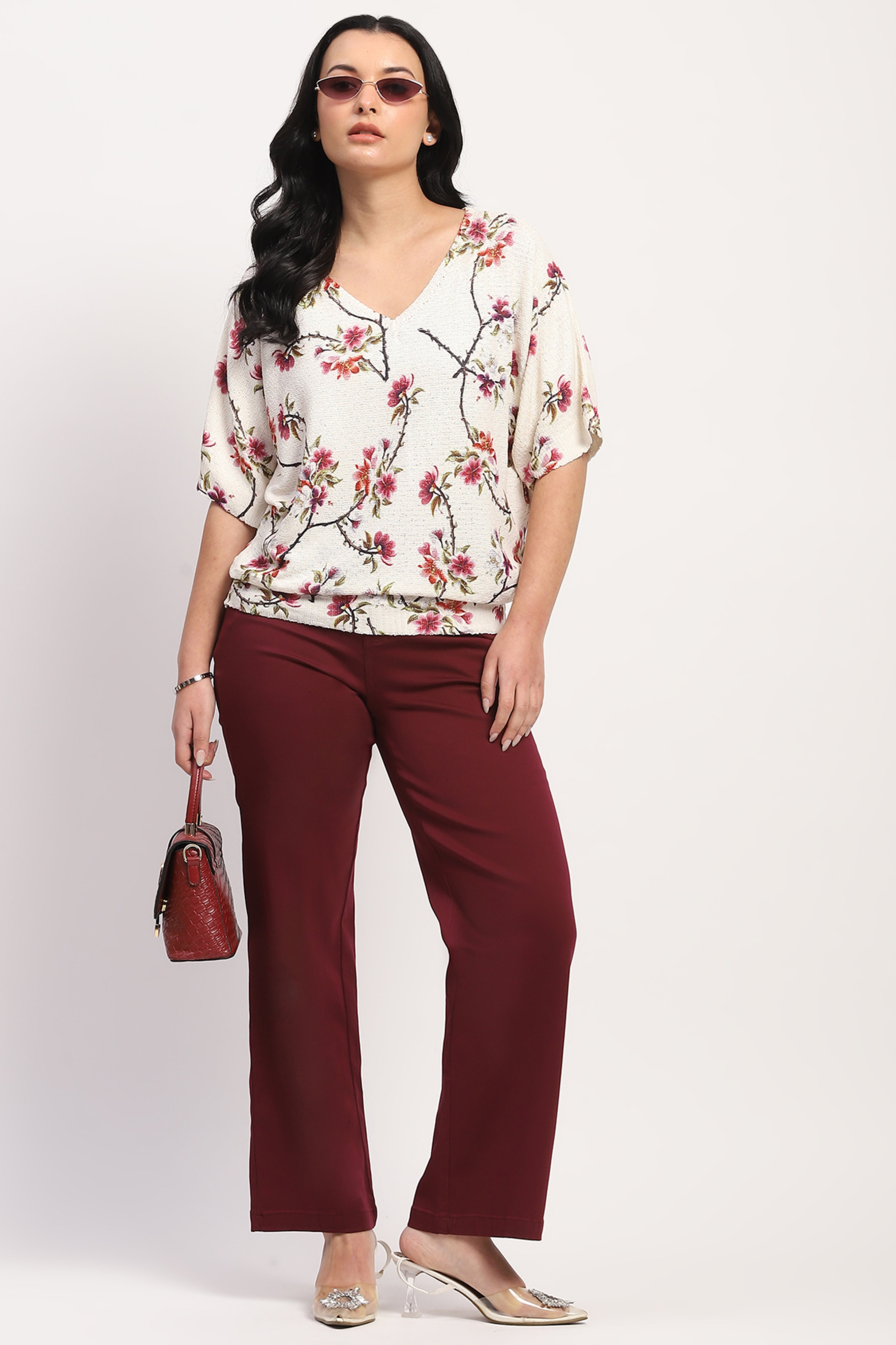 Cream Floral Woven Top
