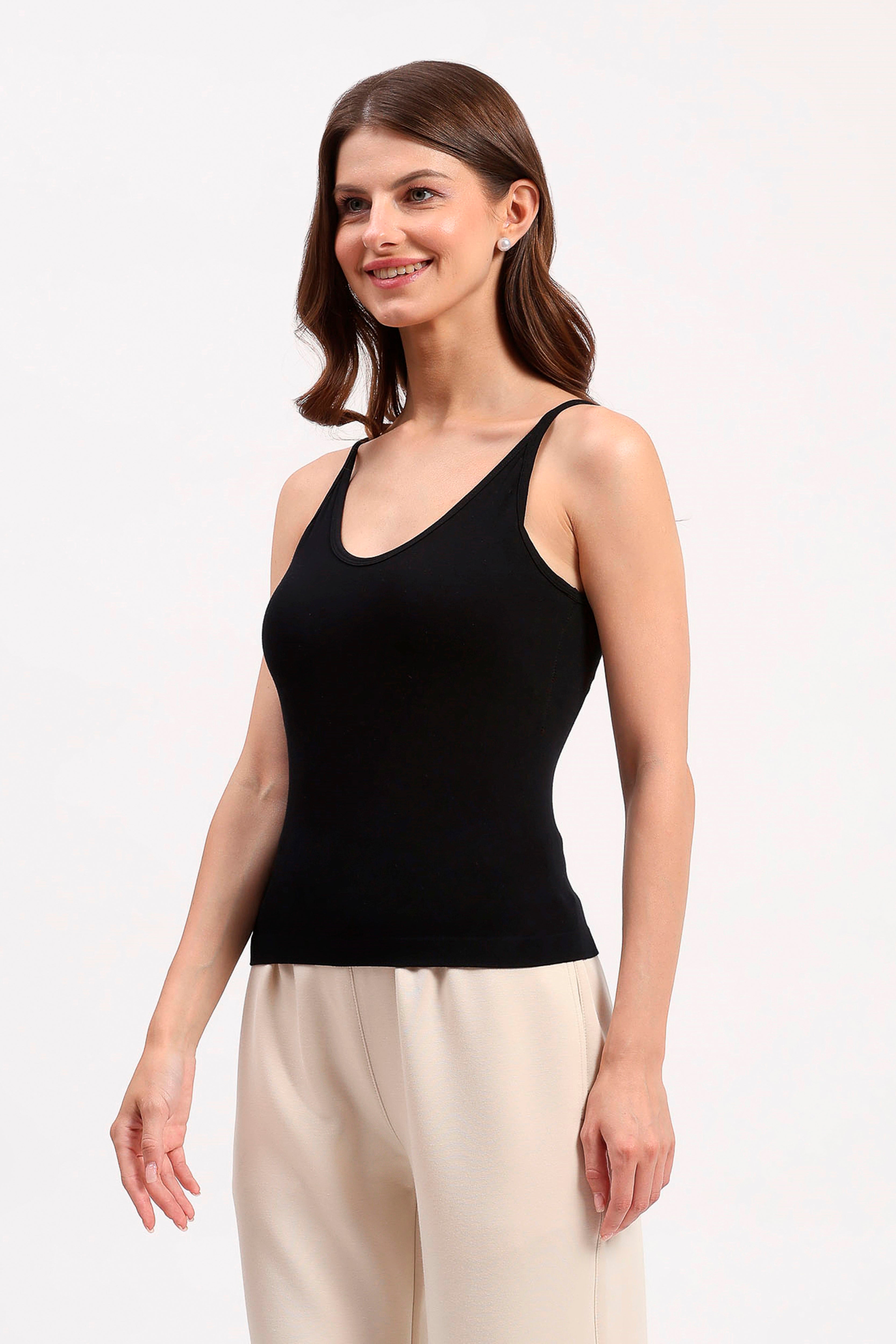 Black V-Neck Support Camisole Top