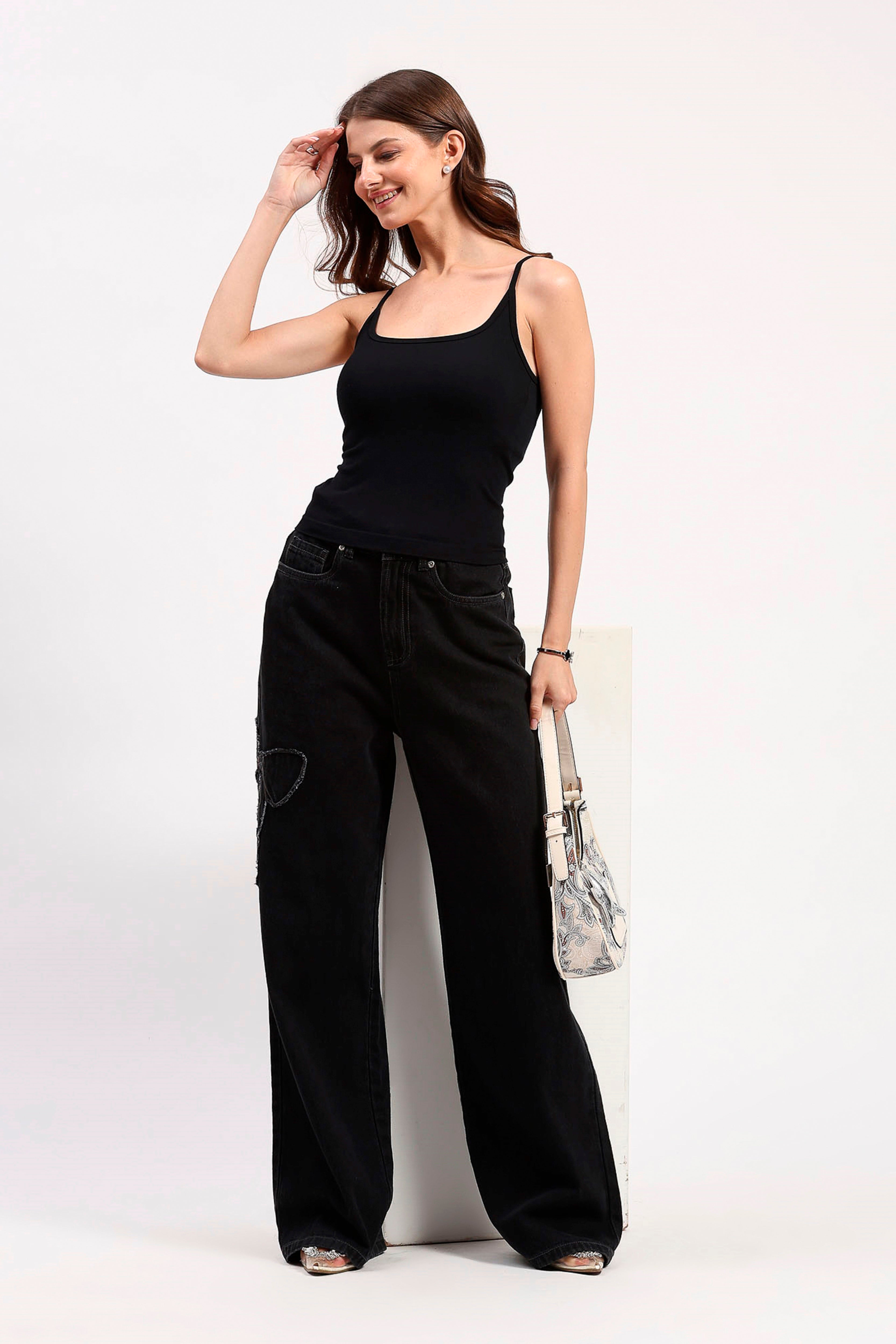 Black Ribbed Camisole Top