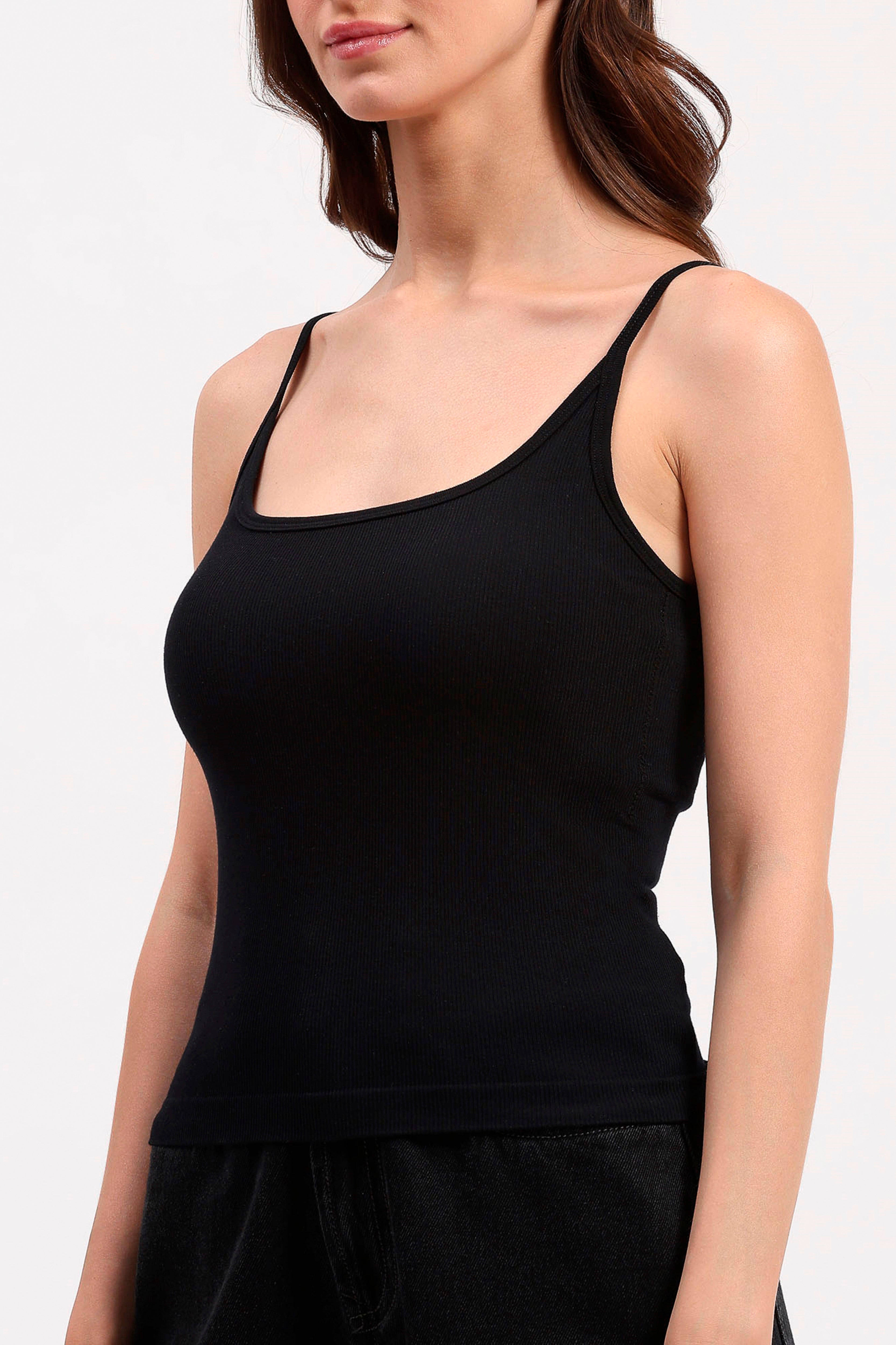 Black Ribbed Camisole Top