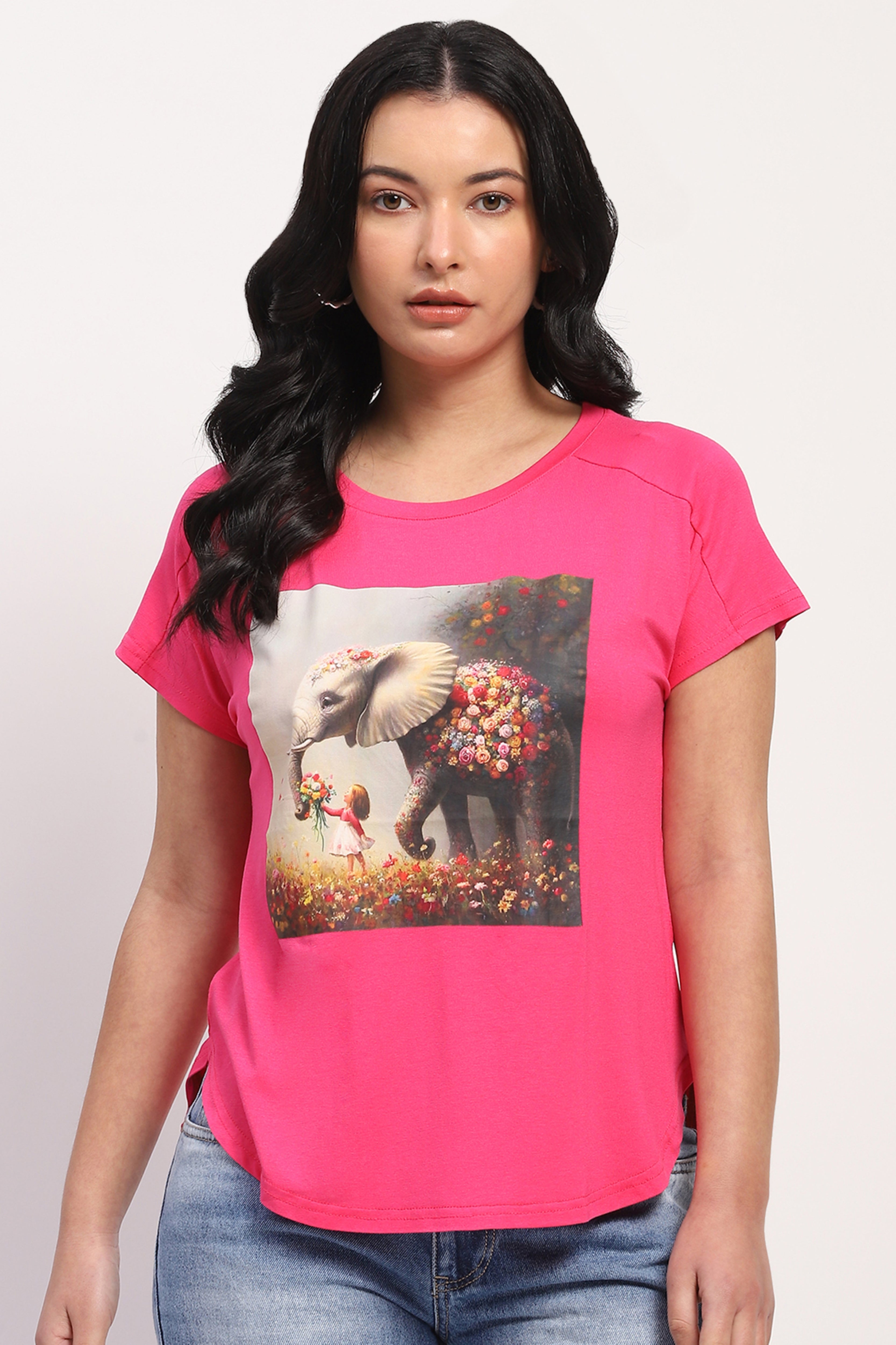 Fuchsia Animal Love Printed Top