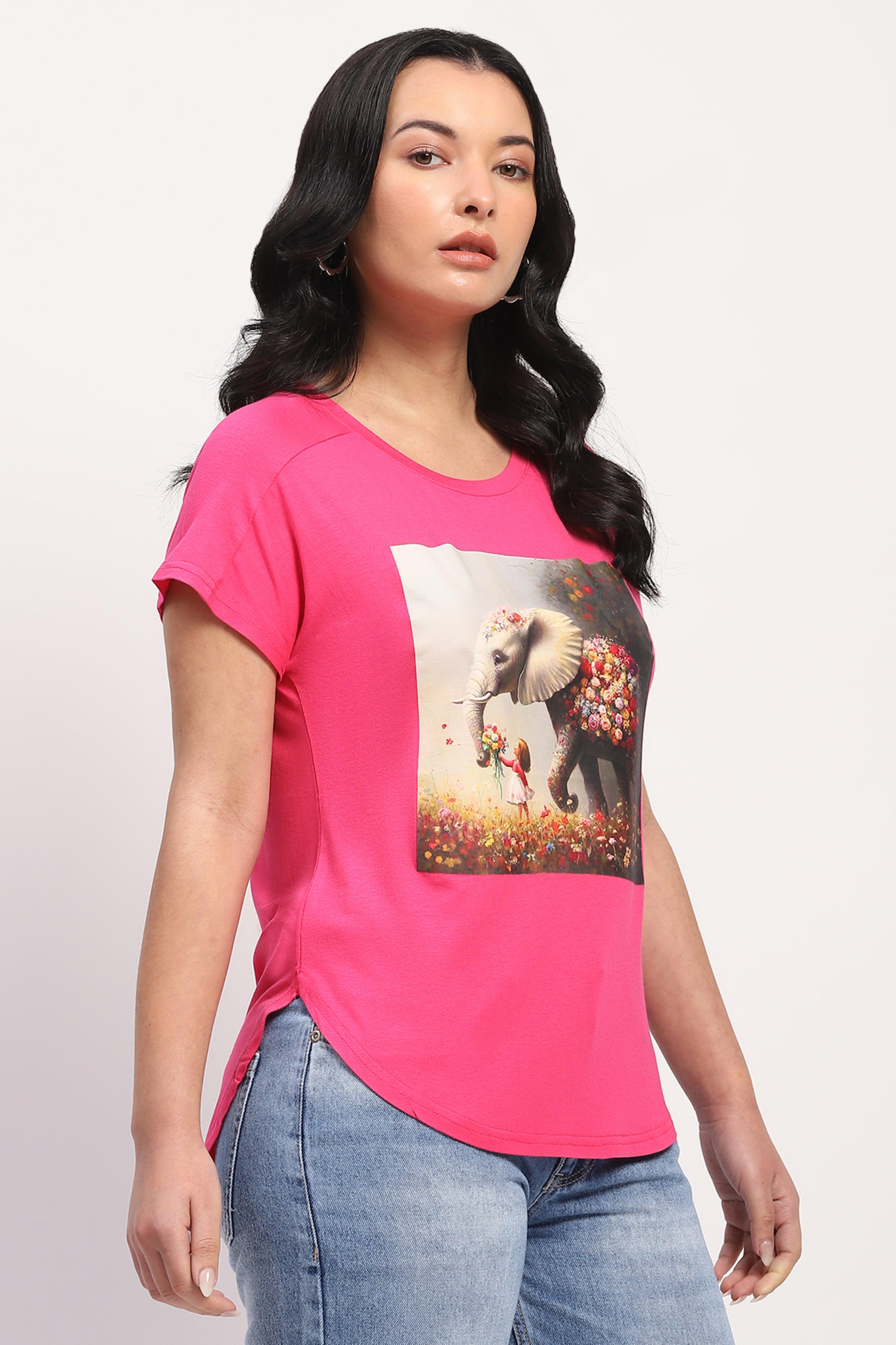Fuchsia Animal Love Printed Top
