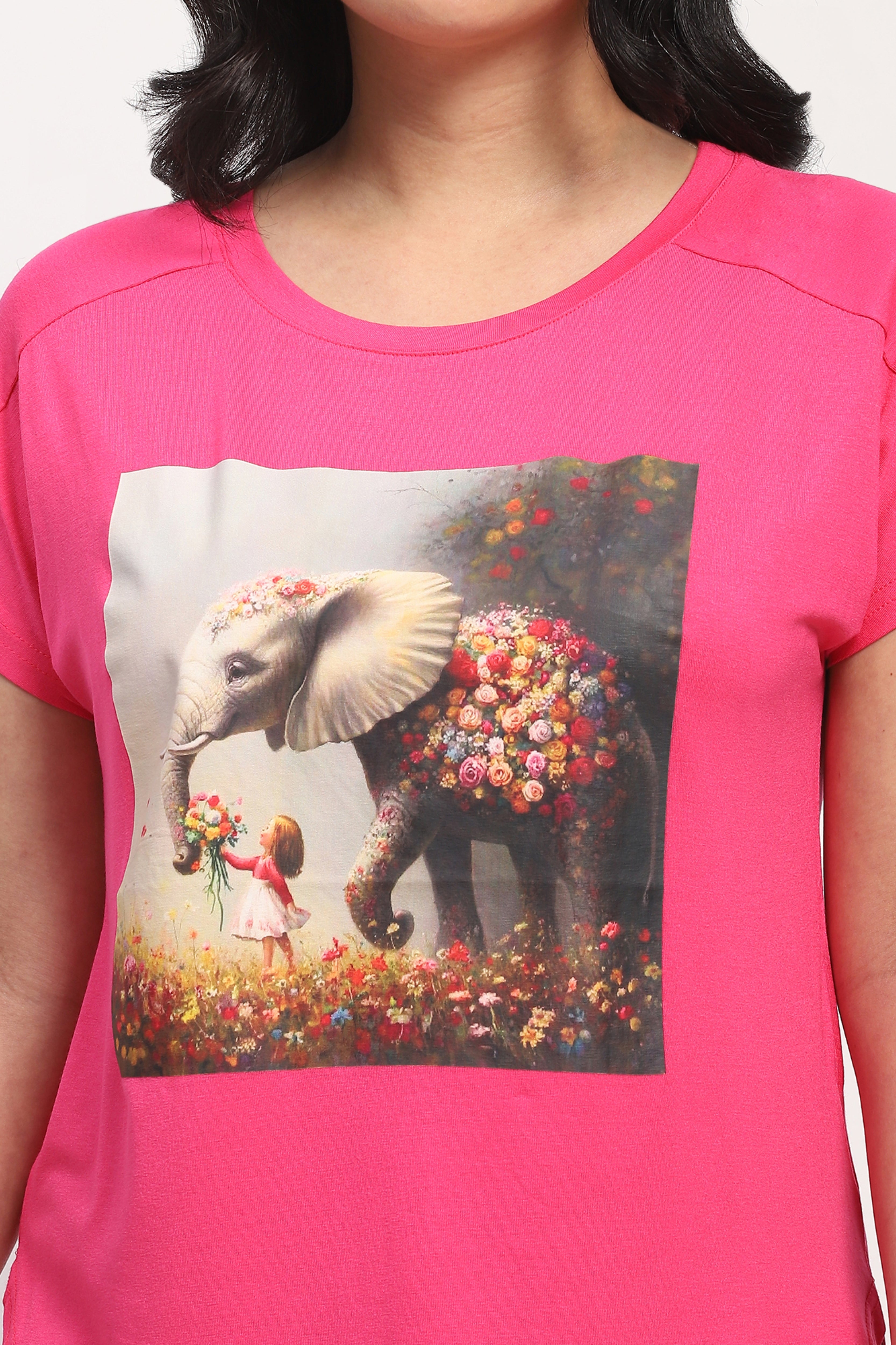 Fuchsia Animal Love Printed Top