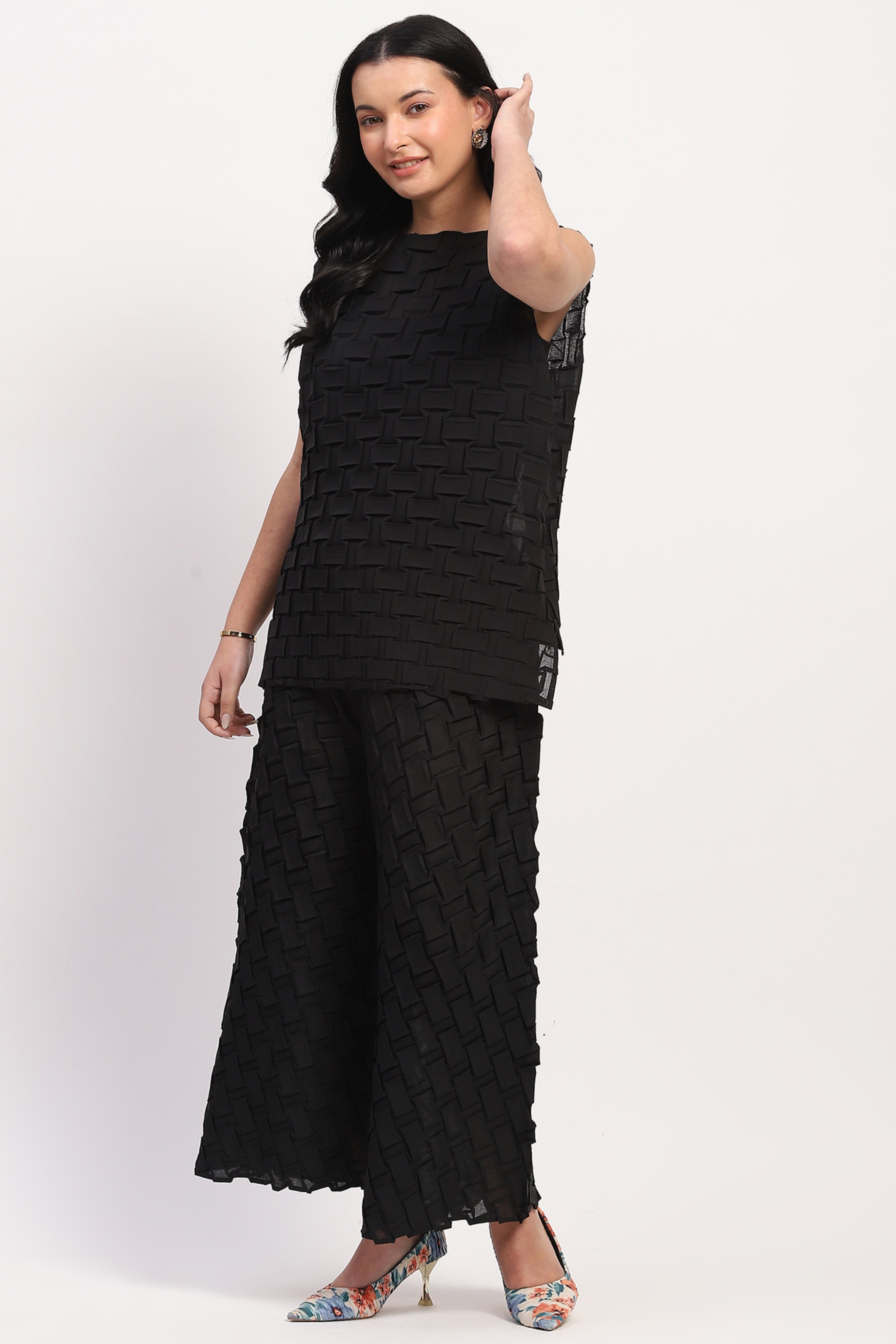 Black Box Pleated Top & Culottes Set