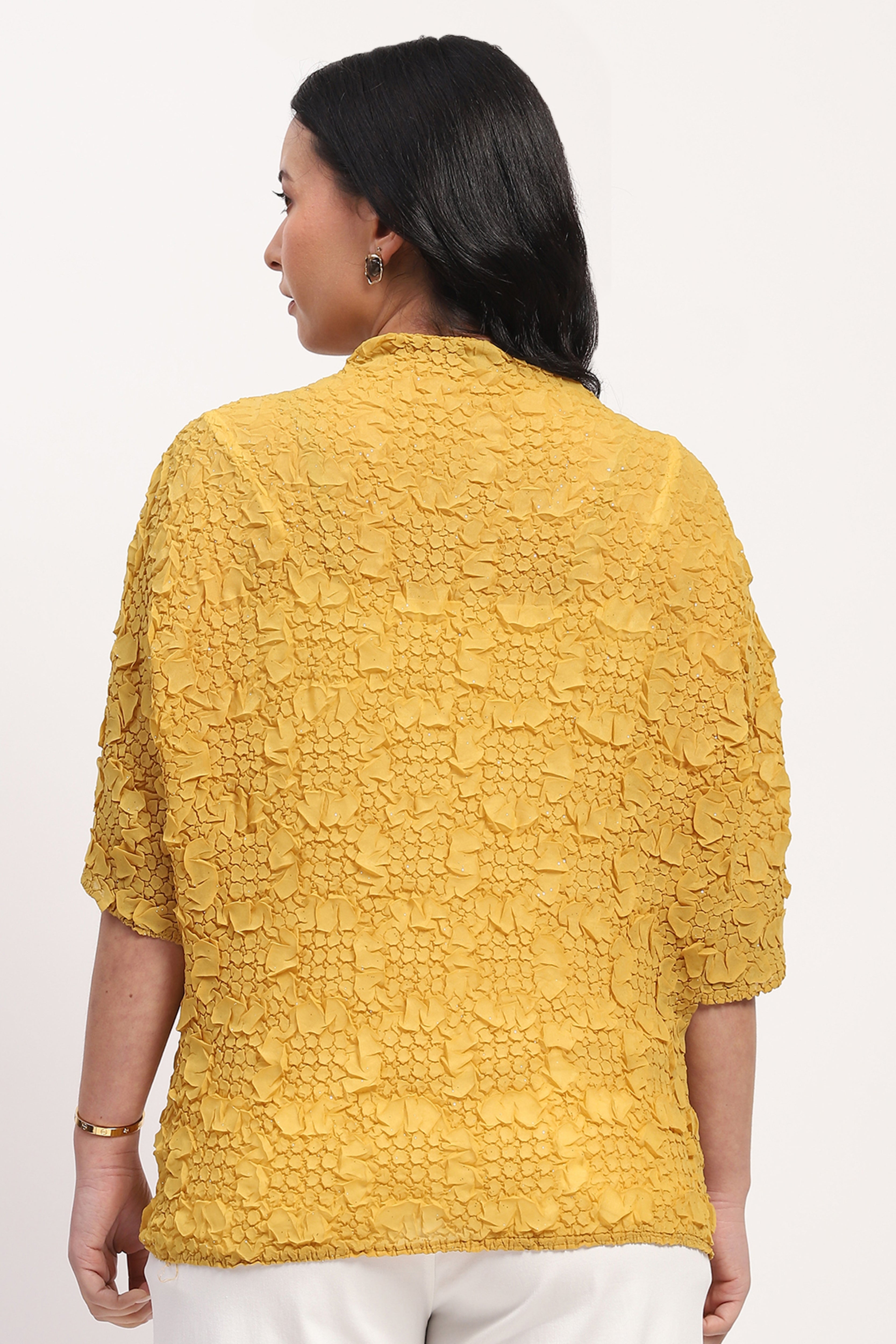 Mustard Crushed Shimmer Top