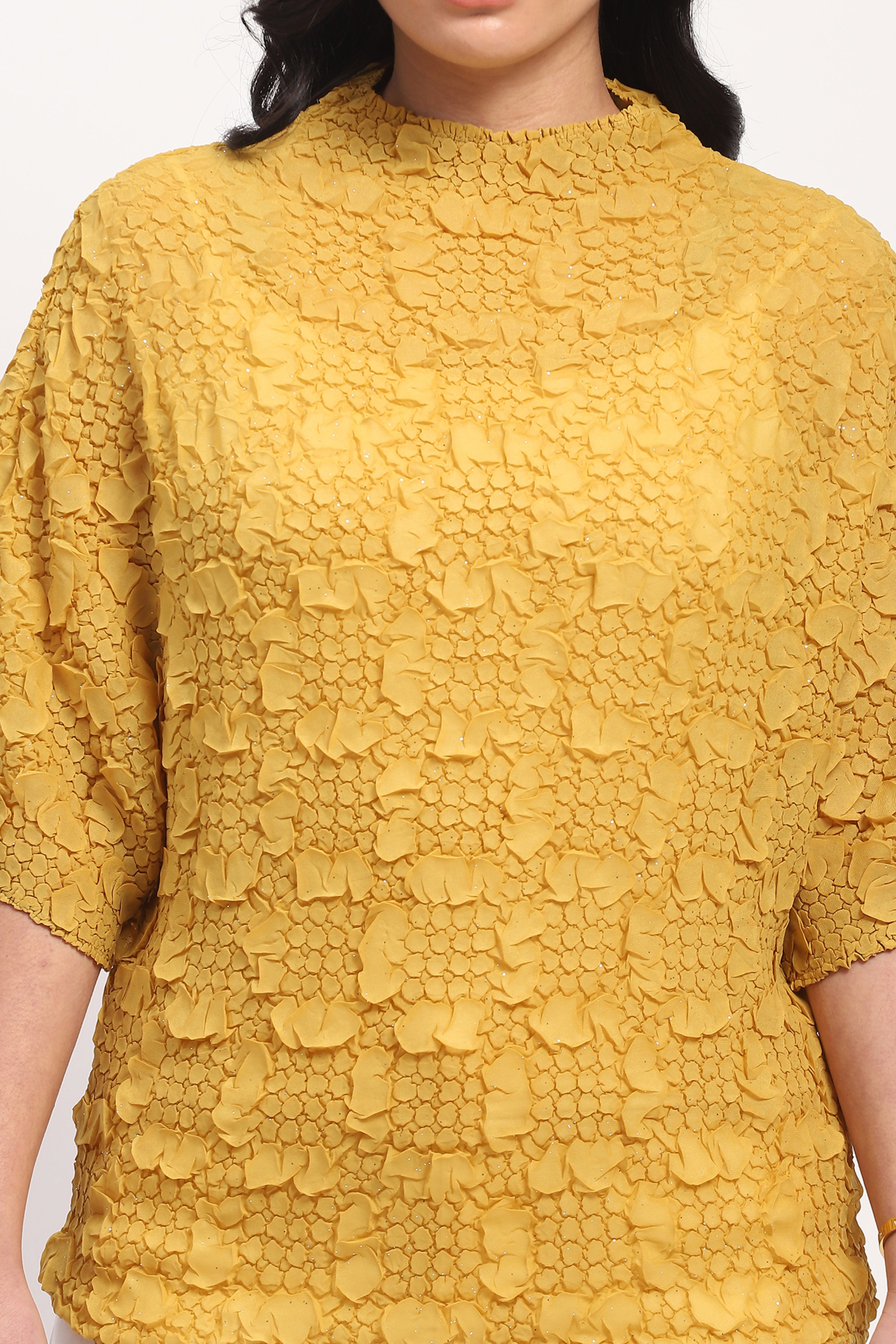 Mustard Crushed Shimmer Top