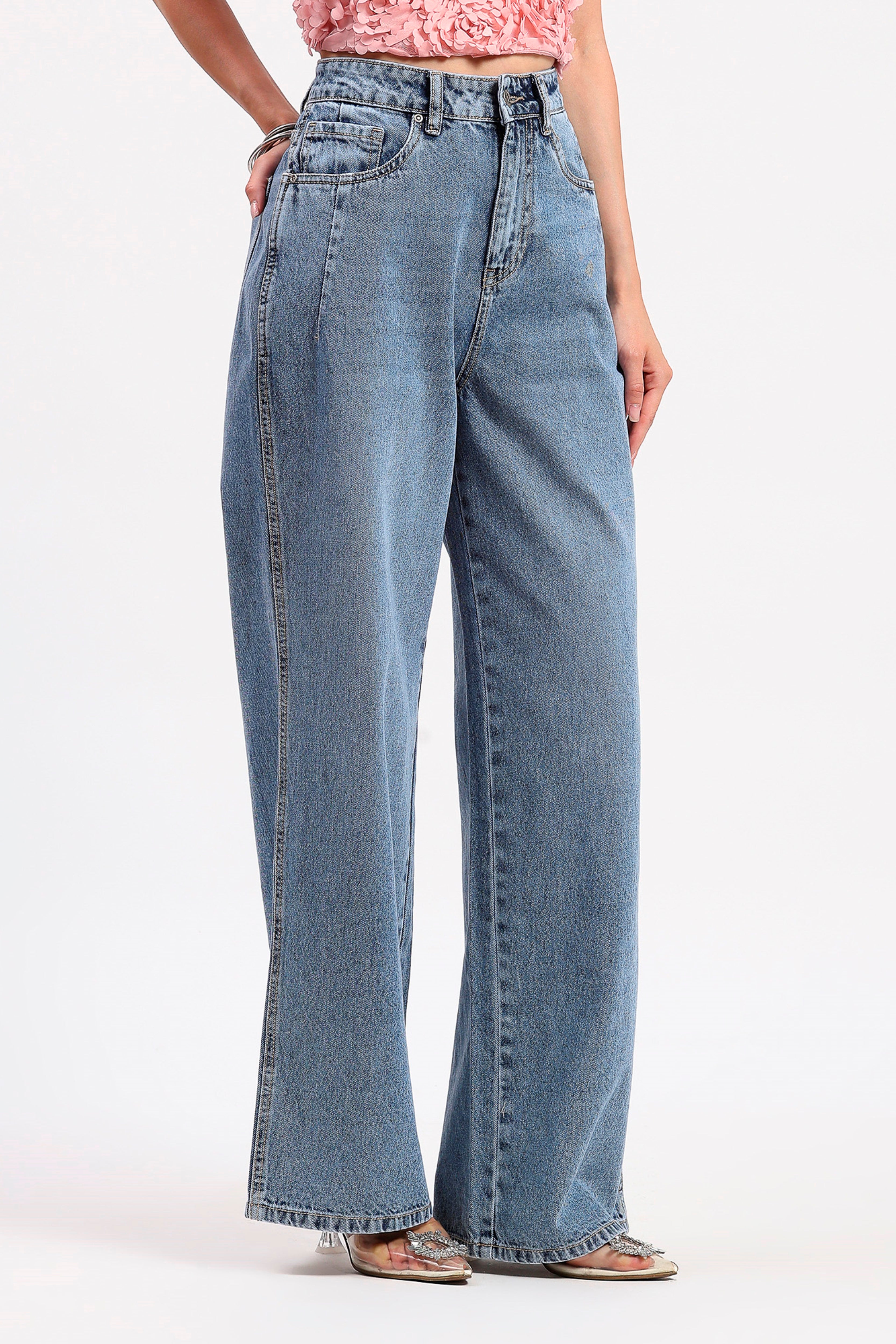 Light Blue Wide-Leg Jeans