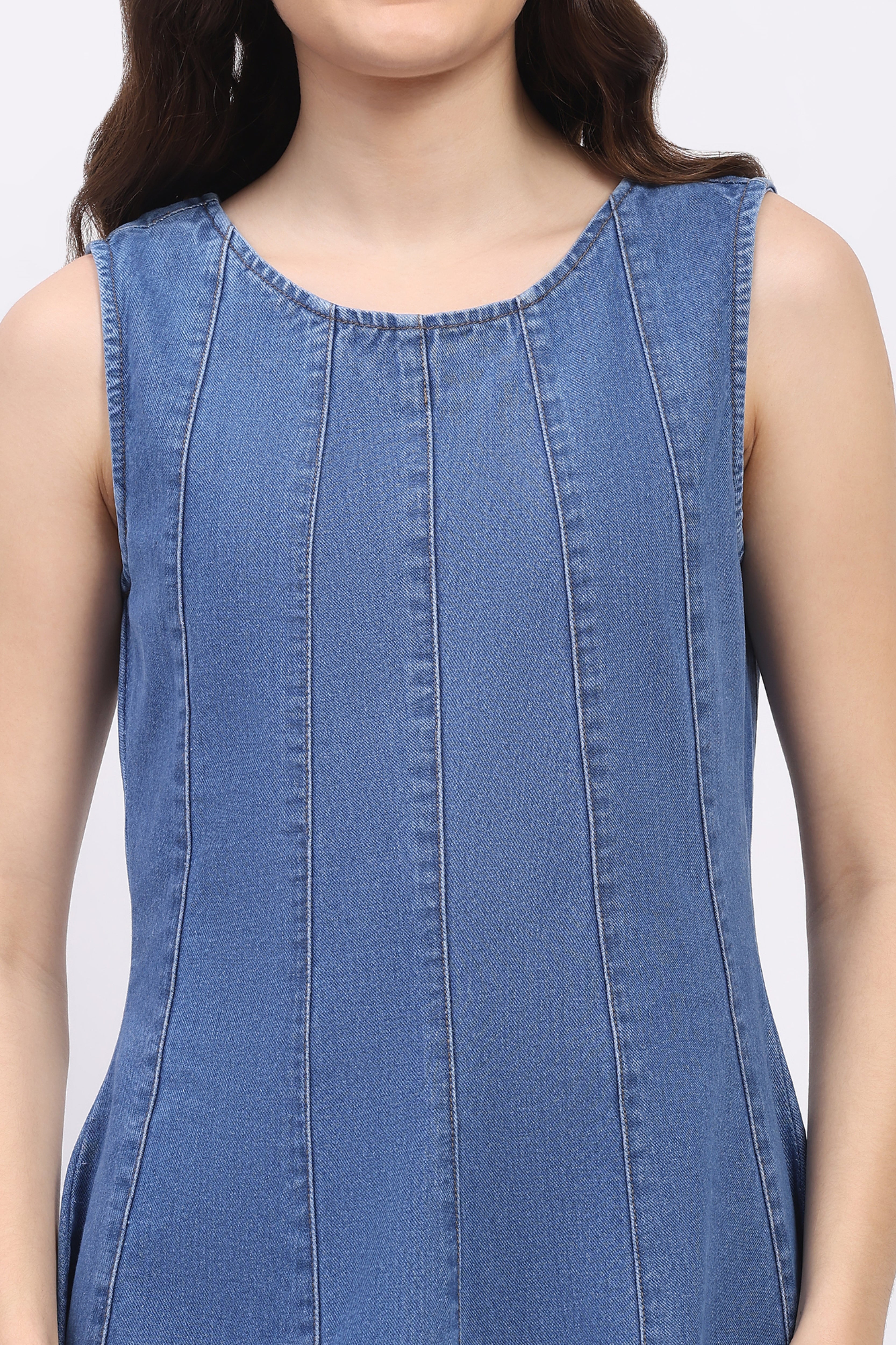 Blue Denim A-Line Dress