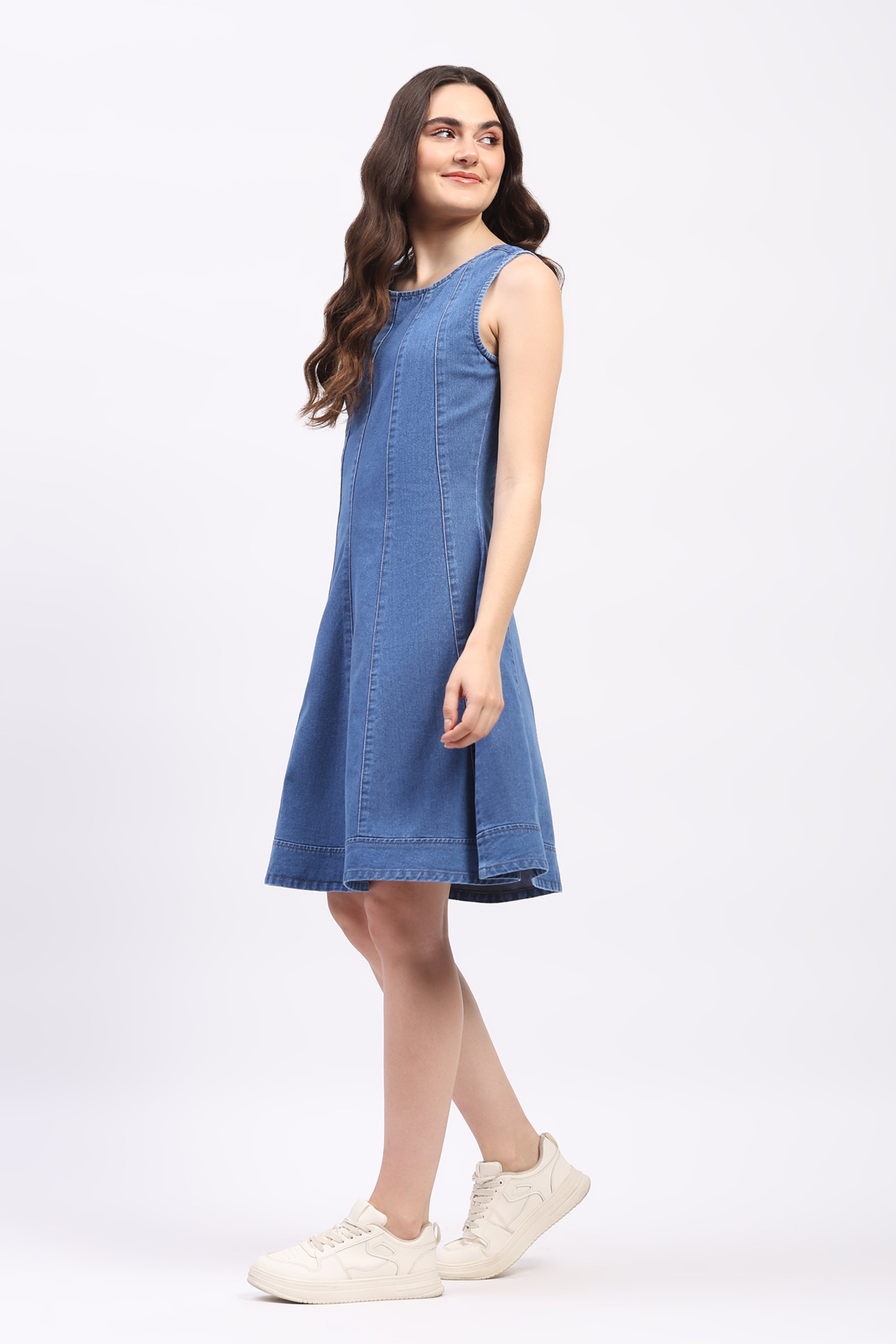 Blue Denim A-Line Dress