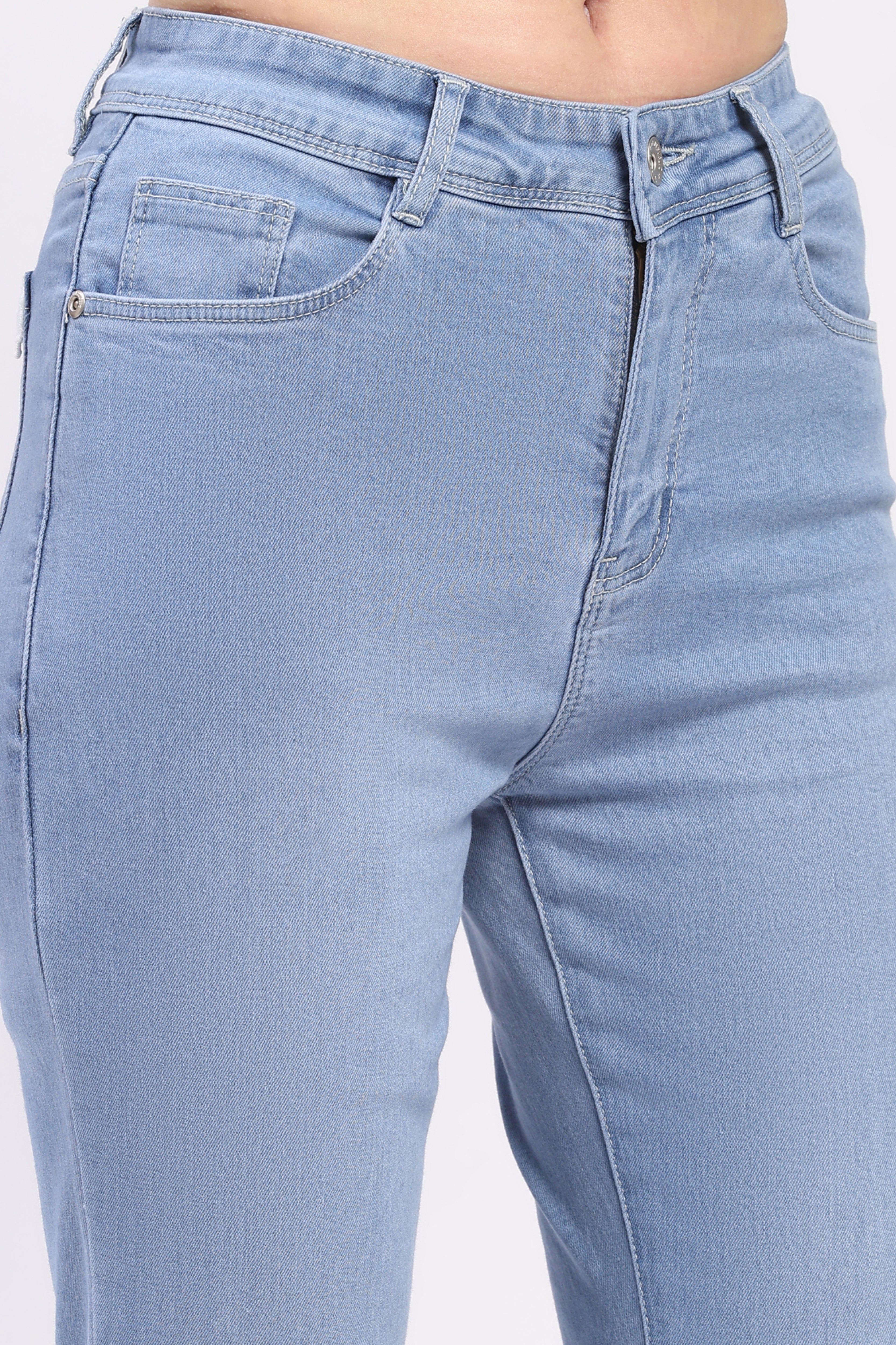 Light Blue Lace Detail Bootcut Jeans